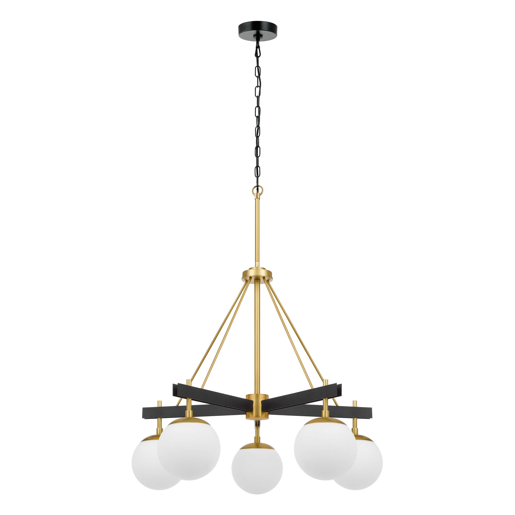 Allie 5 Light Chandelier - Black/Satin Brass