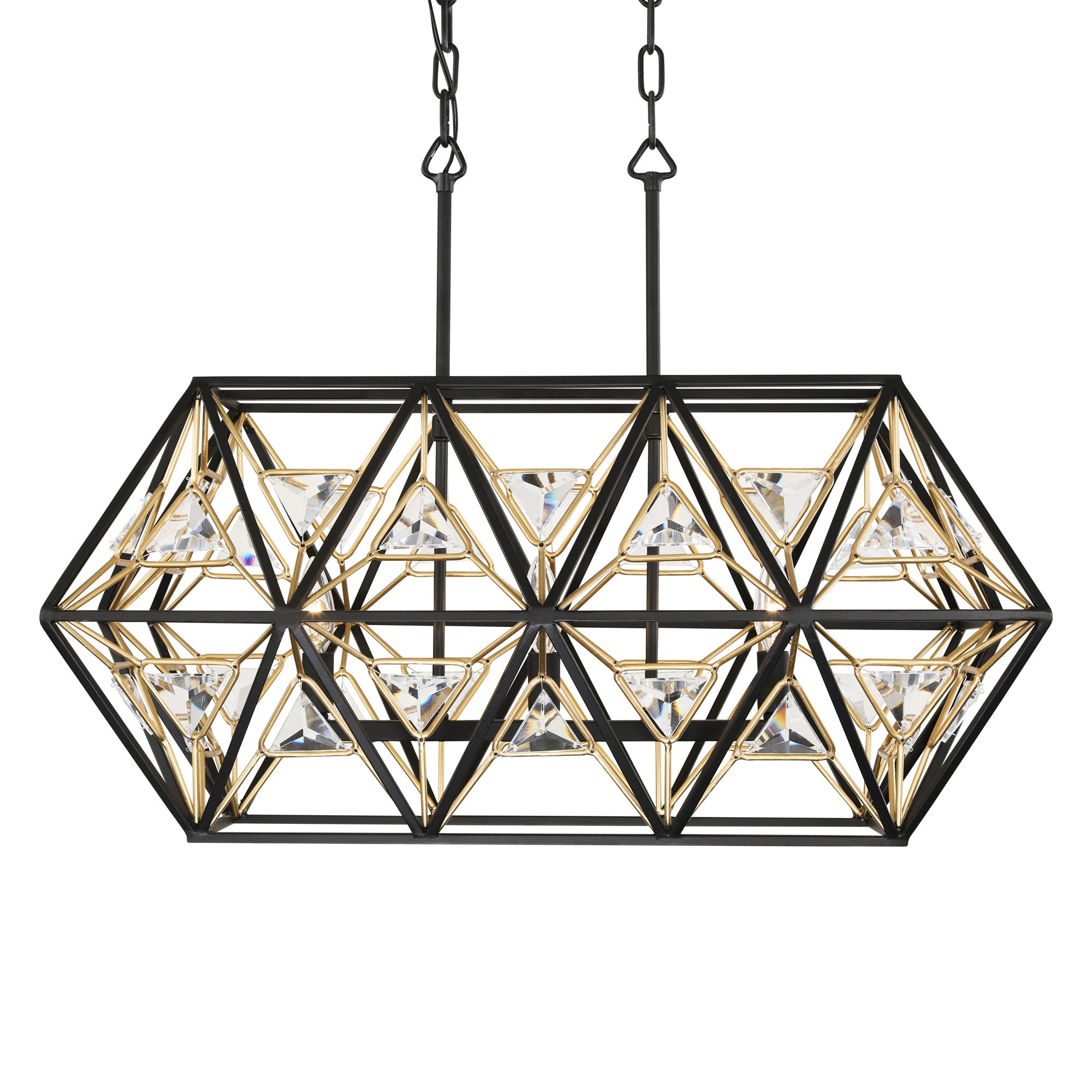 Marcia 3-Light Linear Pendant - Matte Black/French Gold