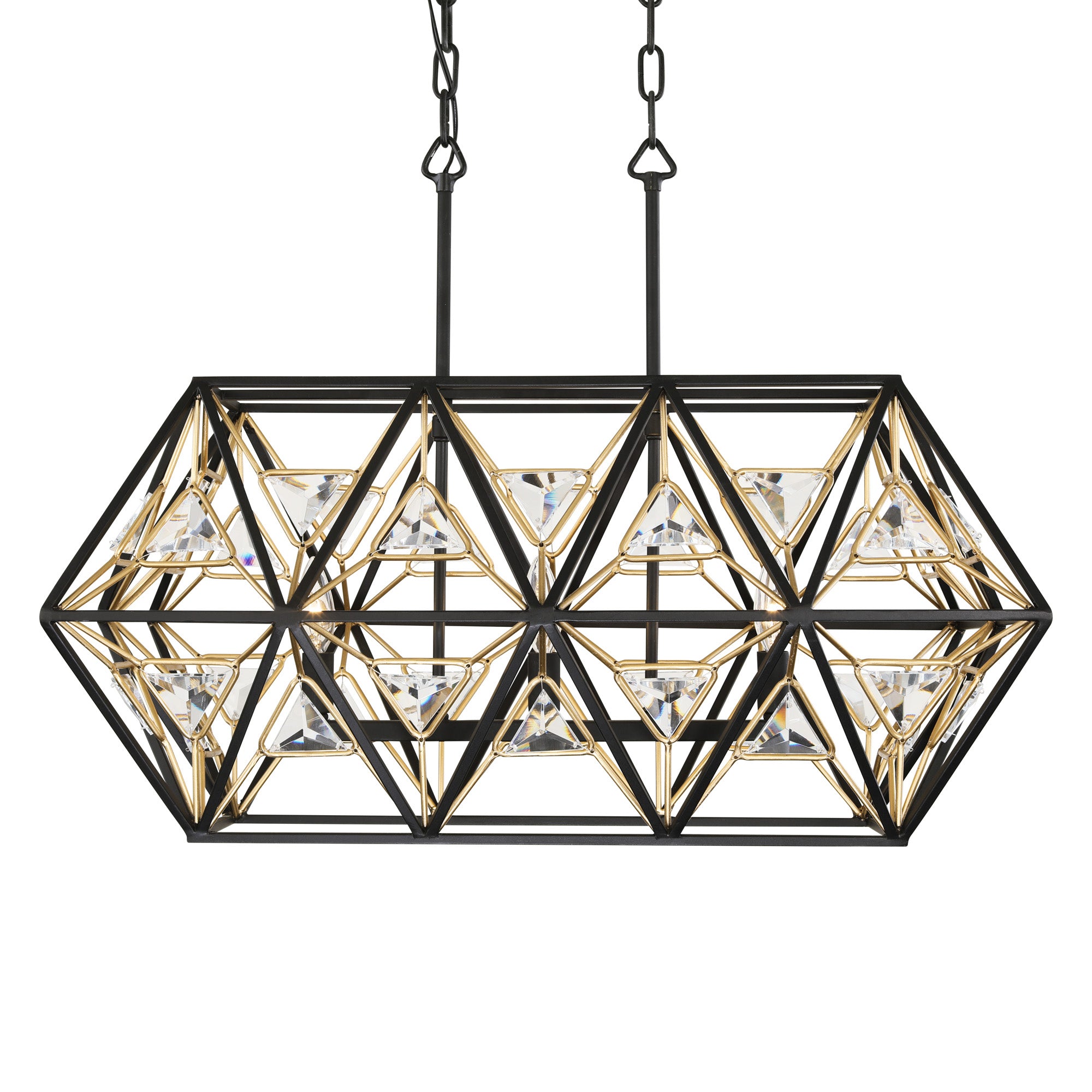Marcia 3 Light Linear Pendant - Matte Black/French Gold