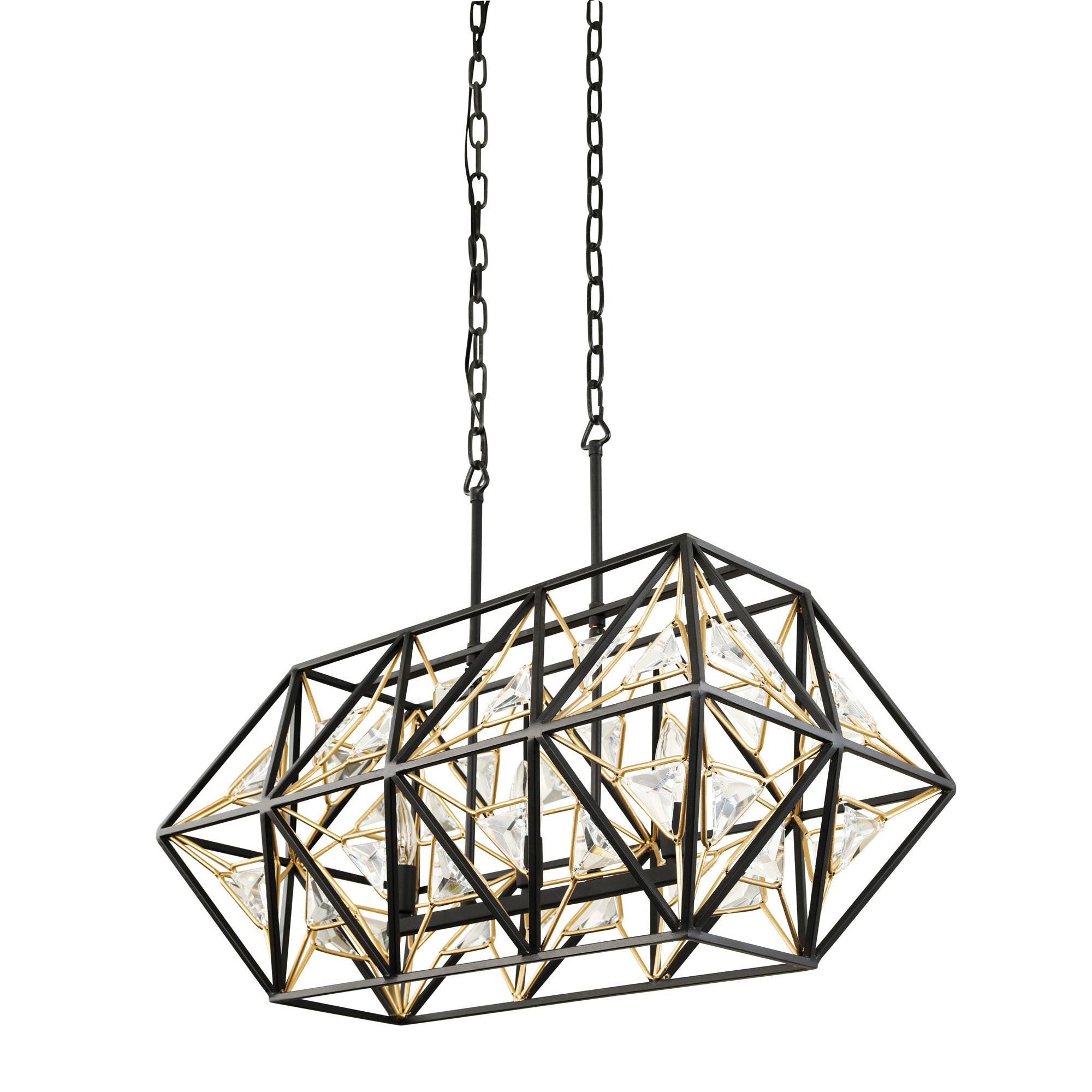 Marcia 3-Light Linear Pendant - Matte Black/French Gold