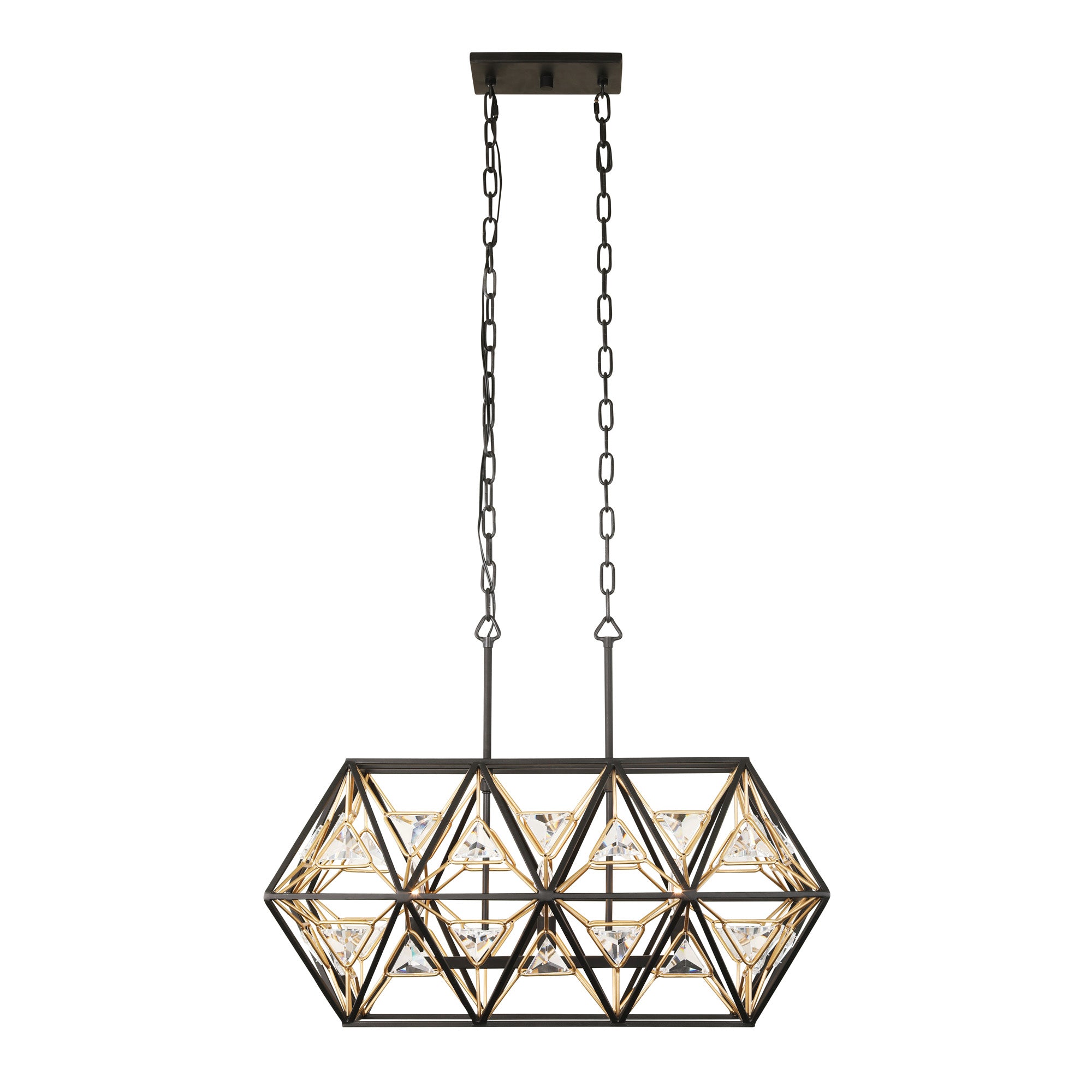 Marcia 3 Light Linear Pendant - Matte Black/French Gold