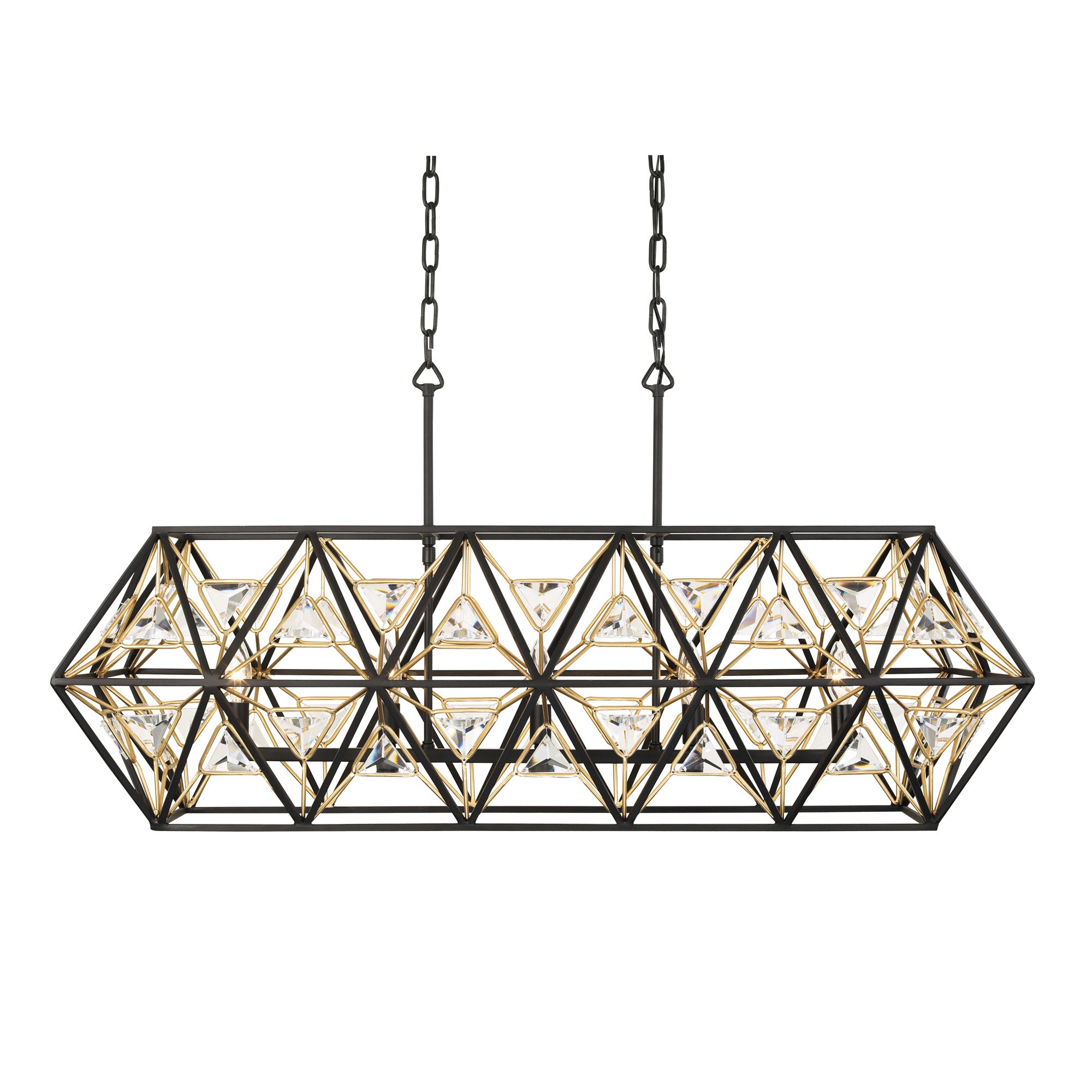 Marcia 5 Light Linear Pendant - Matte Black/French Gold