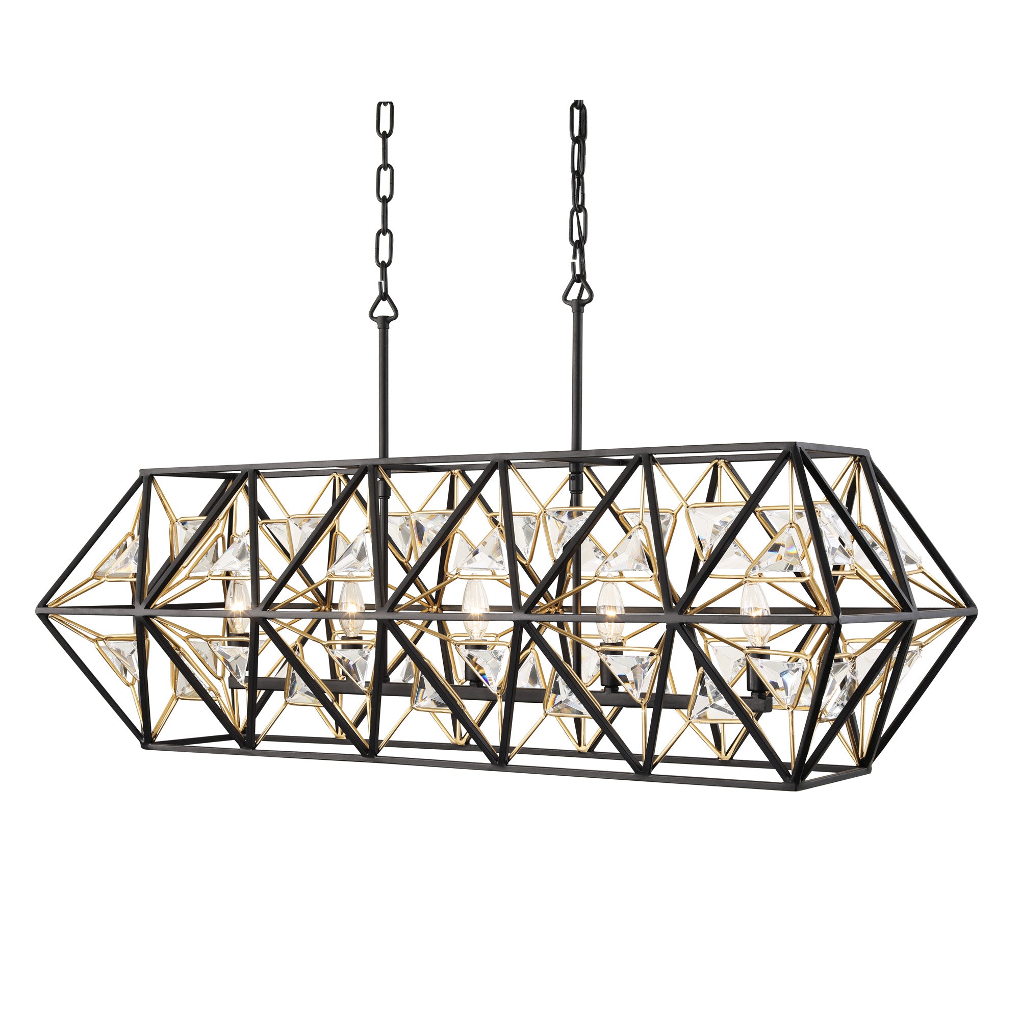 Marcia 5-Light Linear Pendant - Matte Black/French Gold
