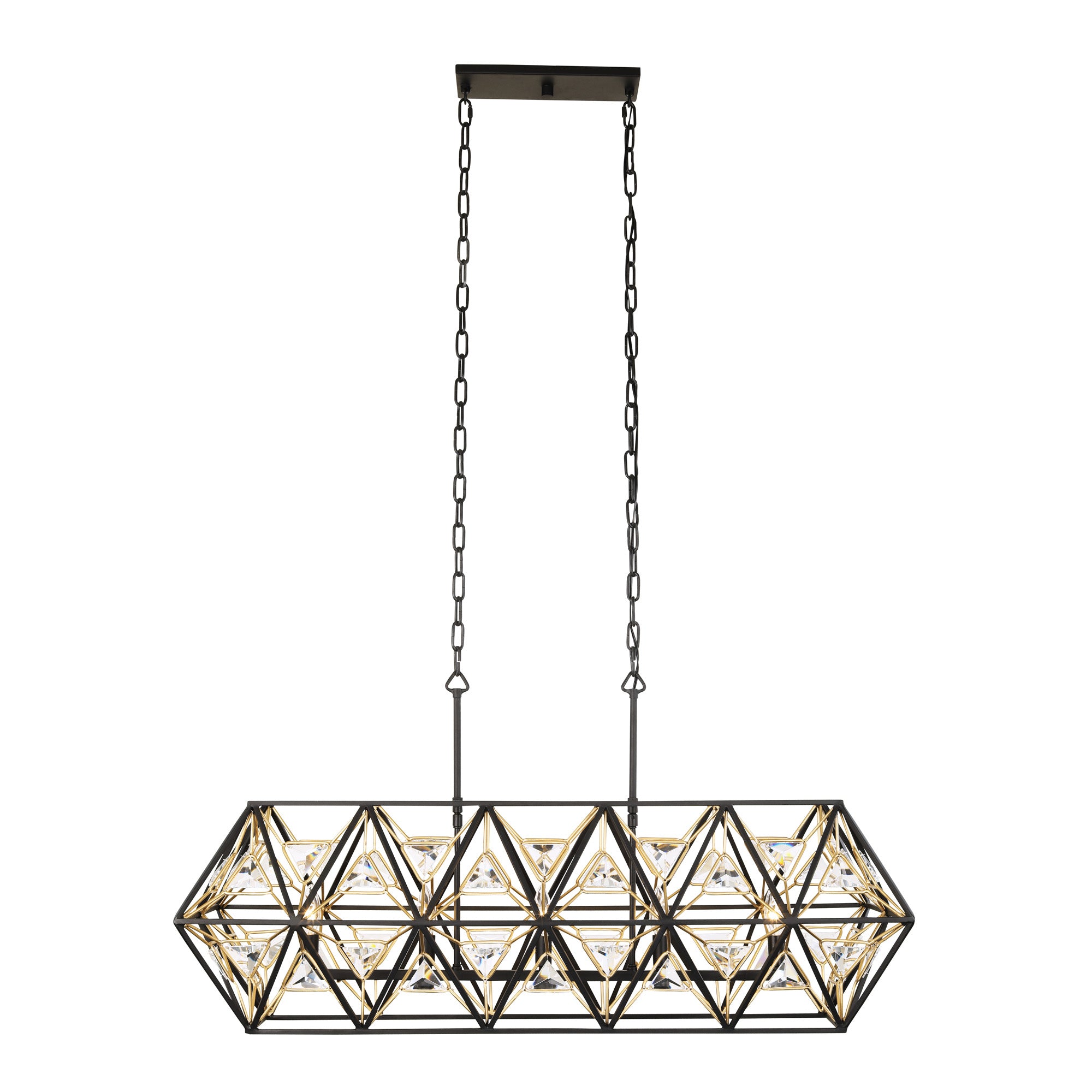 Marcia 5 Light Linear Pendant - Matte Black/French Gold