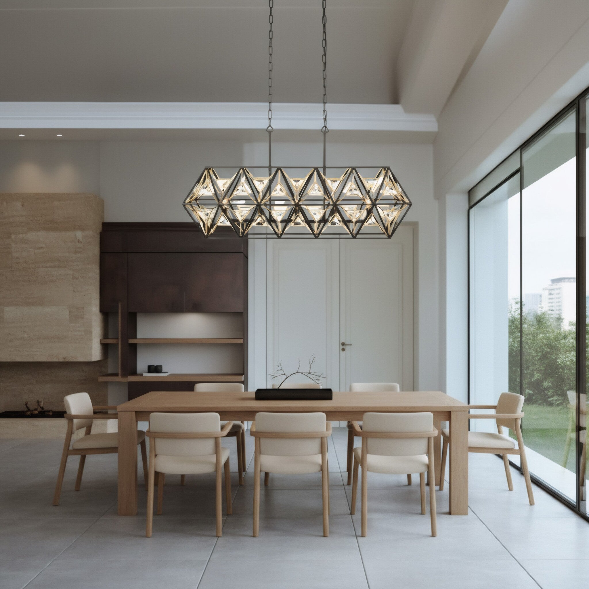 Marcia 5 Light Linear Pendant - Matte Black/French Gold