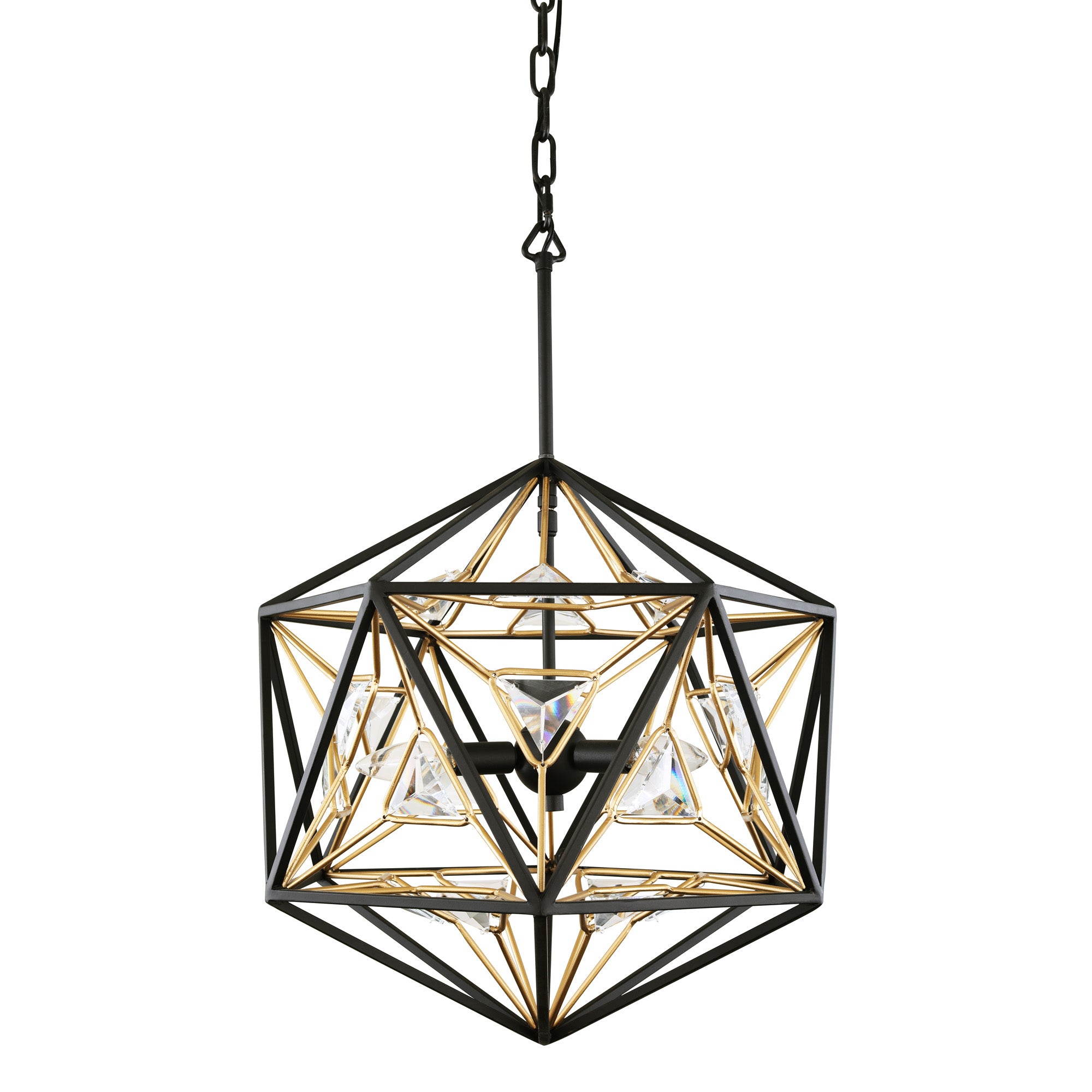 Marcia 3-Light Orb Pendant - Matte Black/French Gold