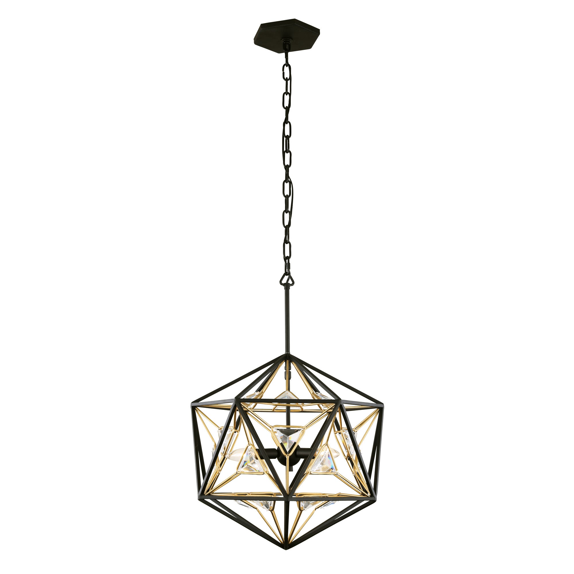 Marcia 3-Light Orb Pendant - Matte Black/French Gold