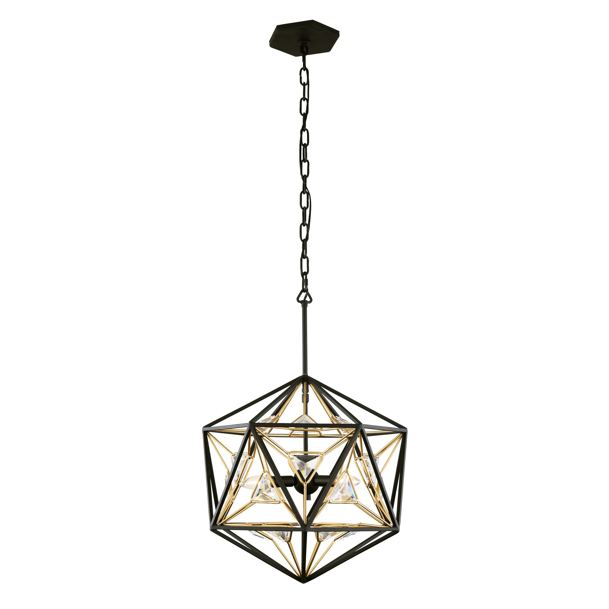 Marcia 3 Light Orb Pendant - Matte Black/French Gold