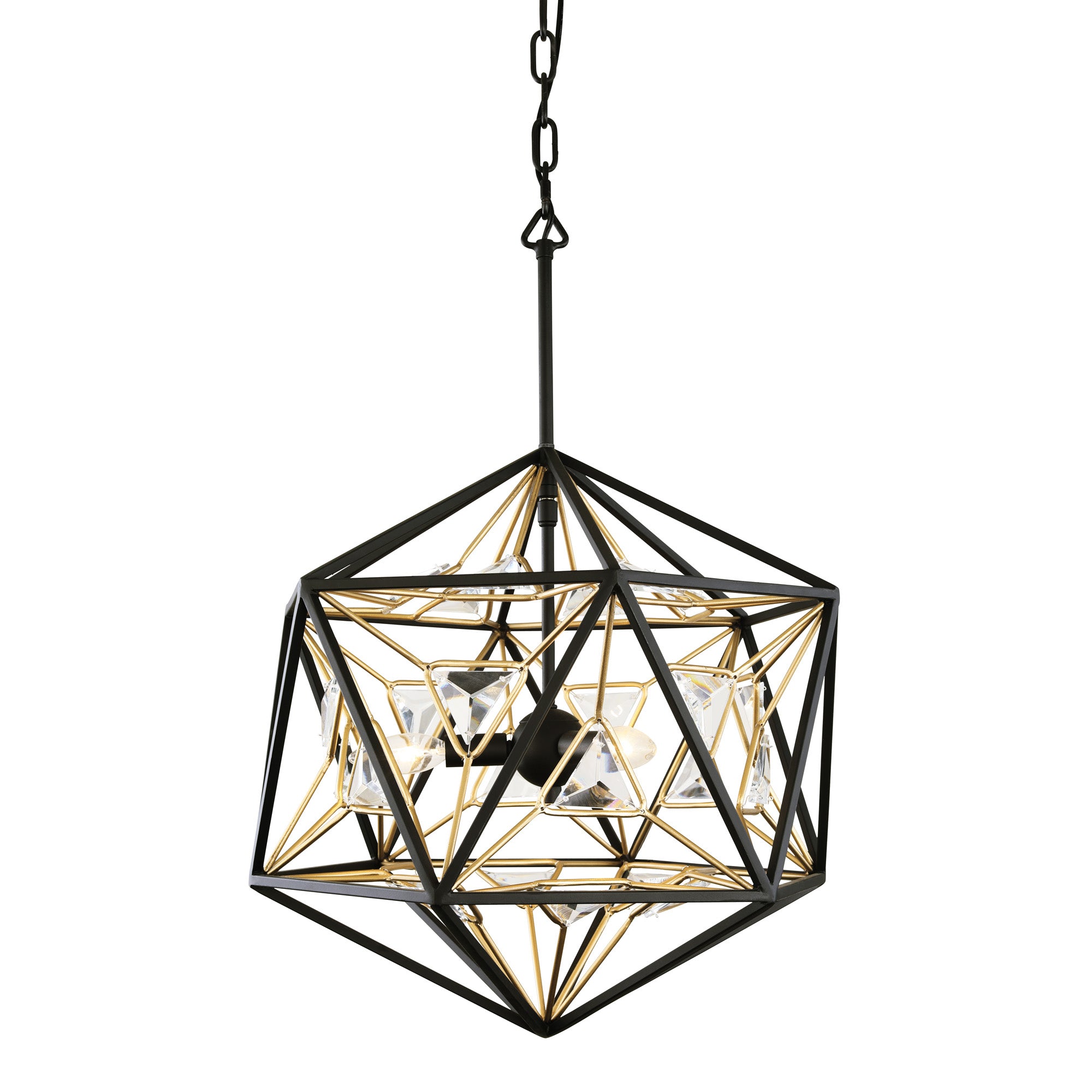 Marcia 3-Light Orb Pendant - Matte Black/French Gold