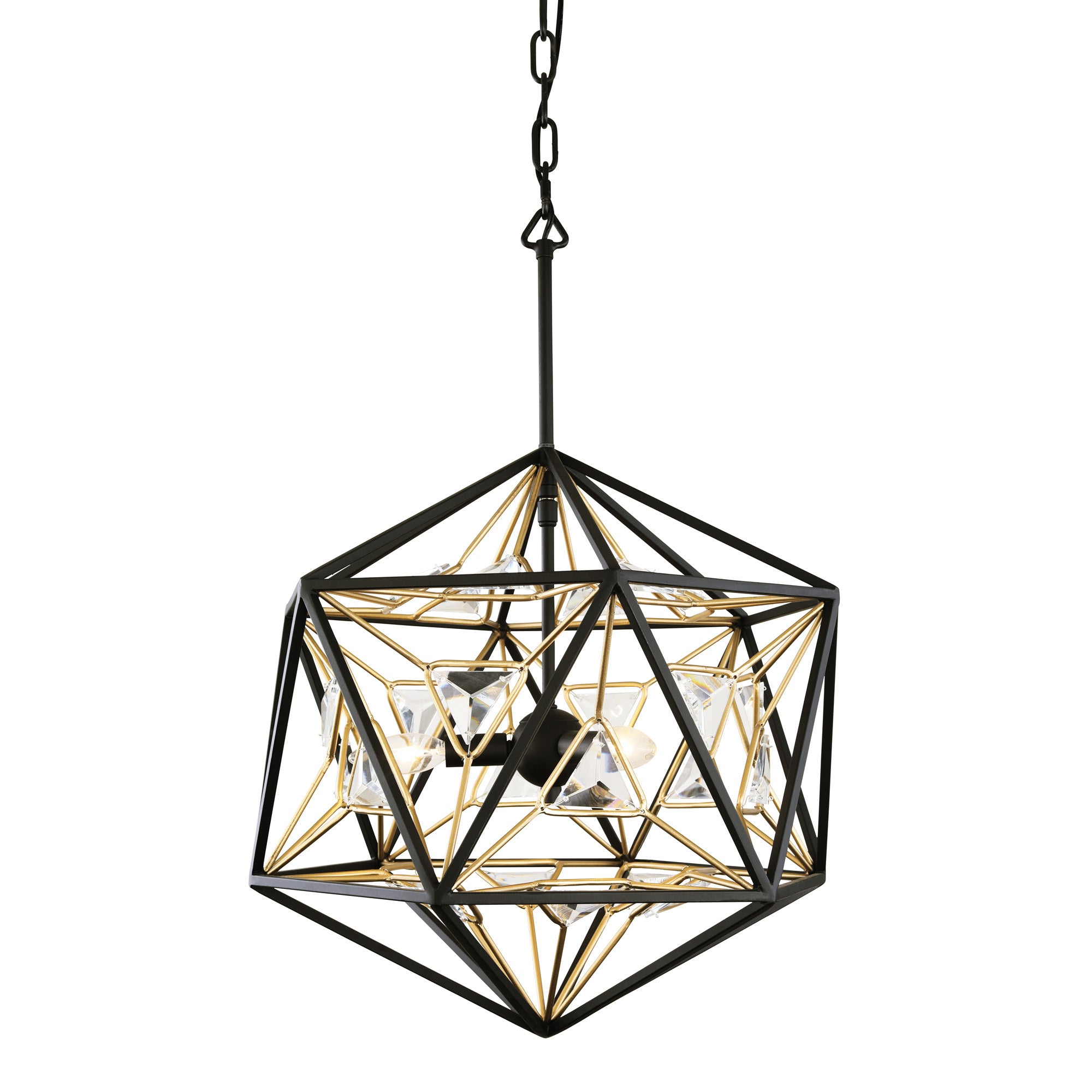 Marcia 3 Light Orb Pendant - Matte Black/French Gold