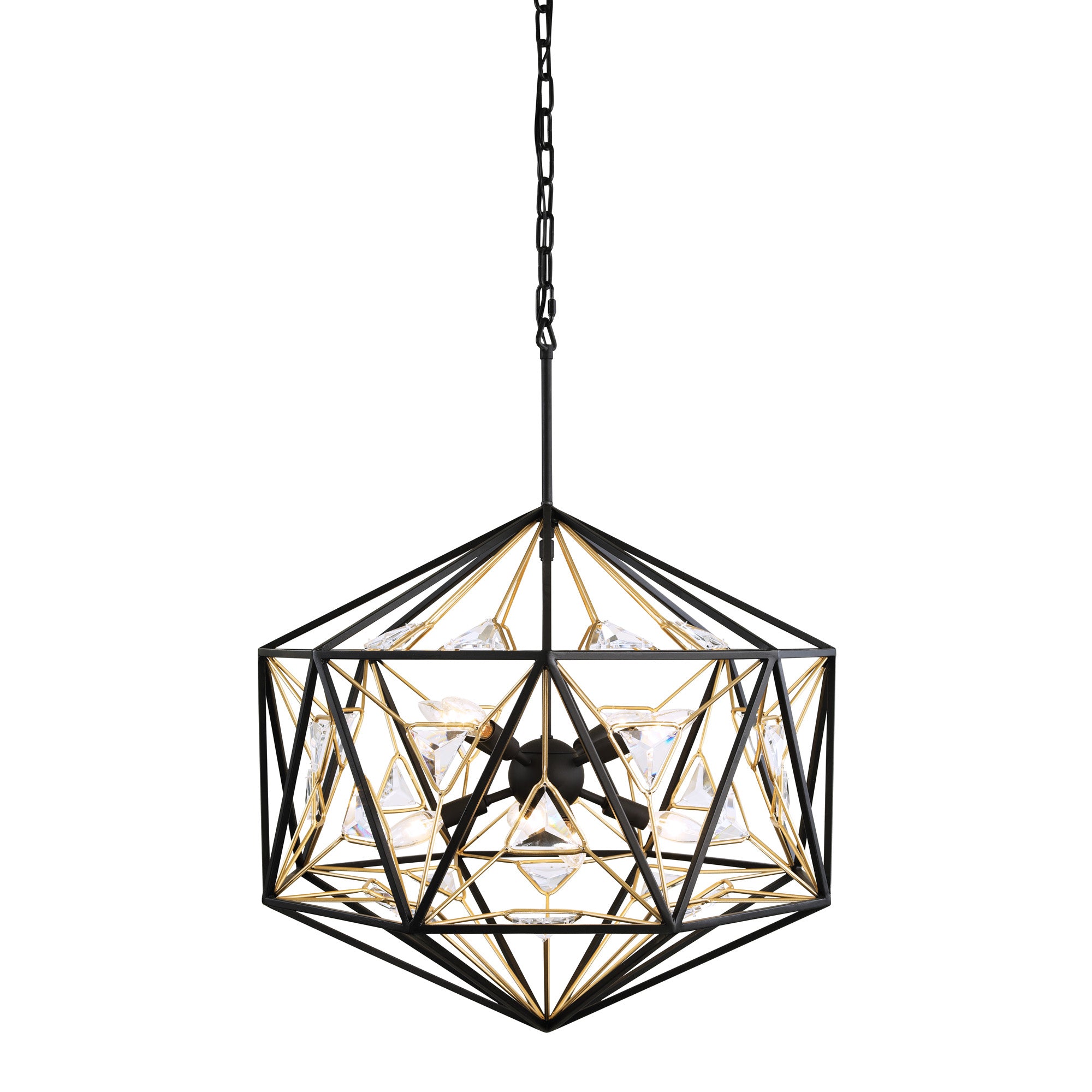 Marcia 8 Light Orb Pendant - Matte Black/French Gold