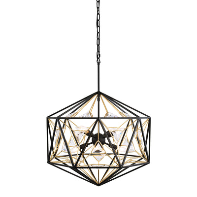 Marcia 8 Light Orb Pendant - Matte Black/French Gold