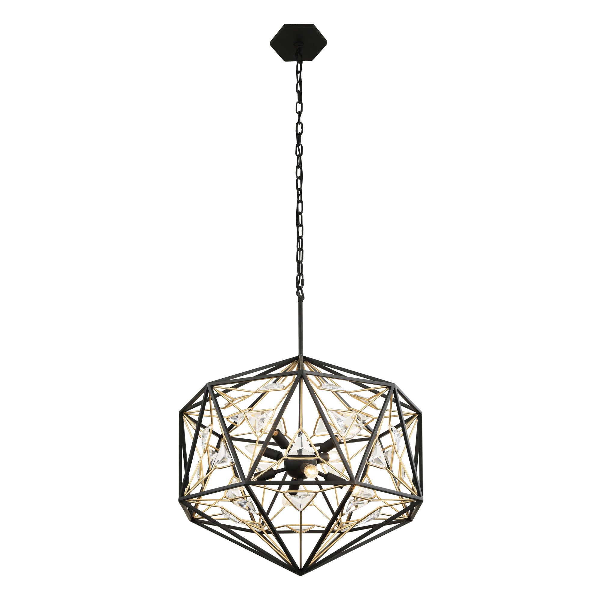 Marcia 8 Light Orb Pendant - Matte Black/French Gold