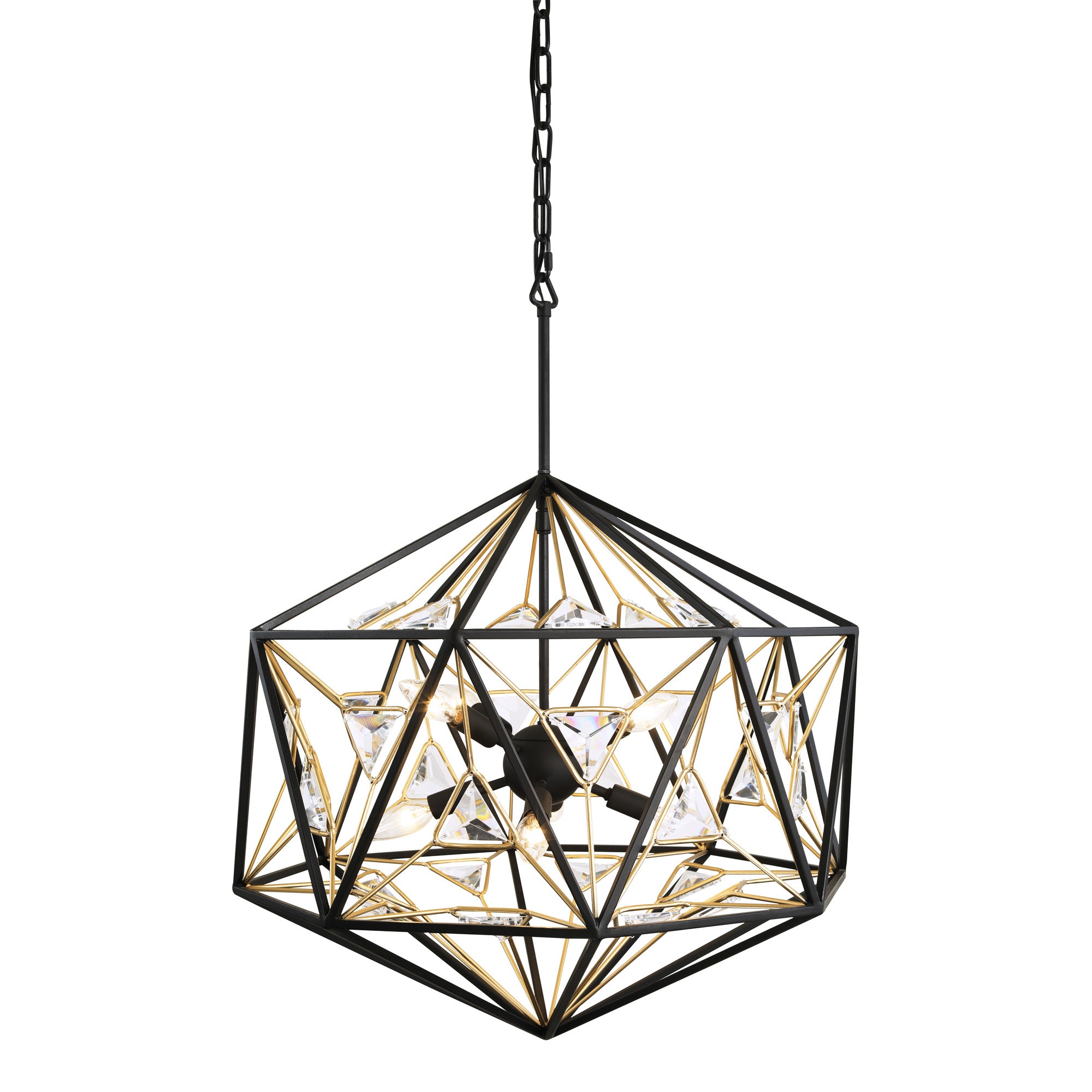 Marcia 8 Light Orb Pendant - Matte Black/French Gold