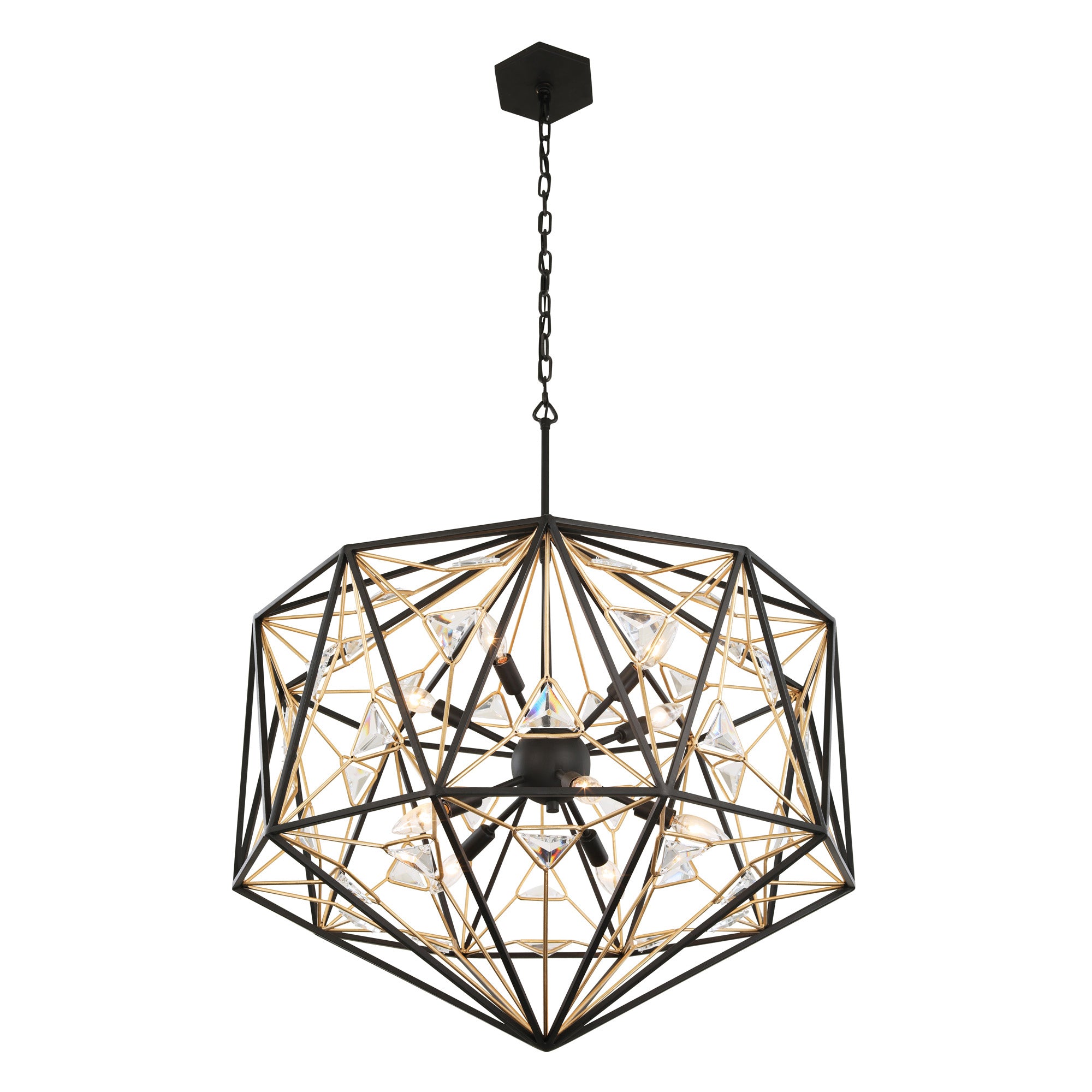 Marcia 10 Light Pendant - Matte Black/French Gold
