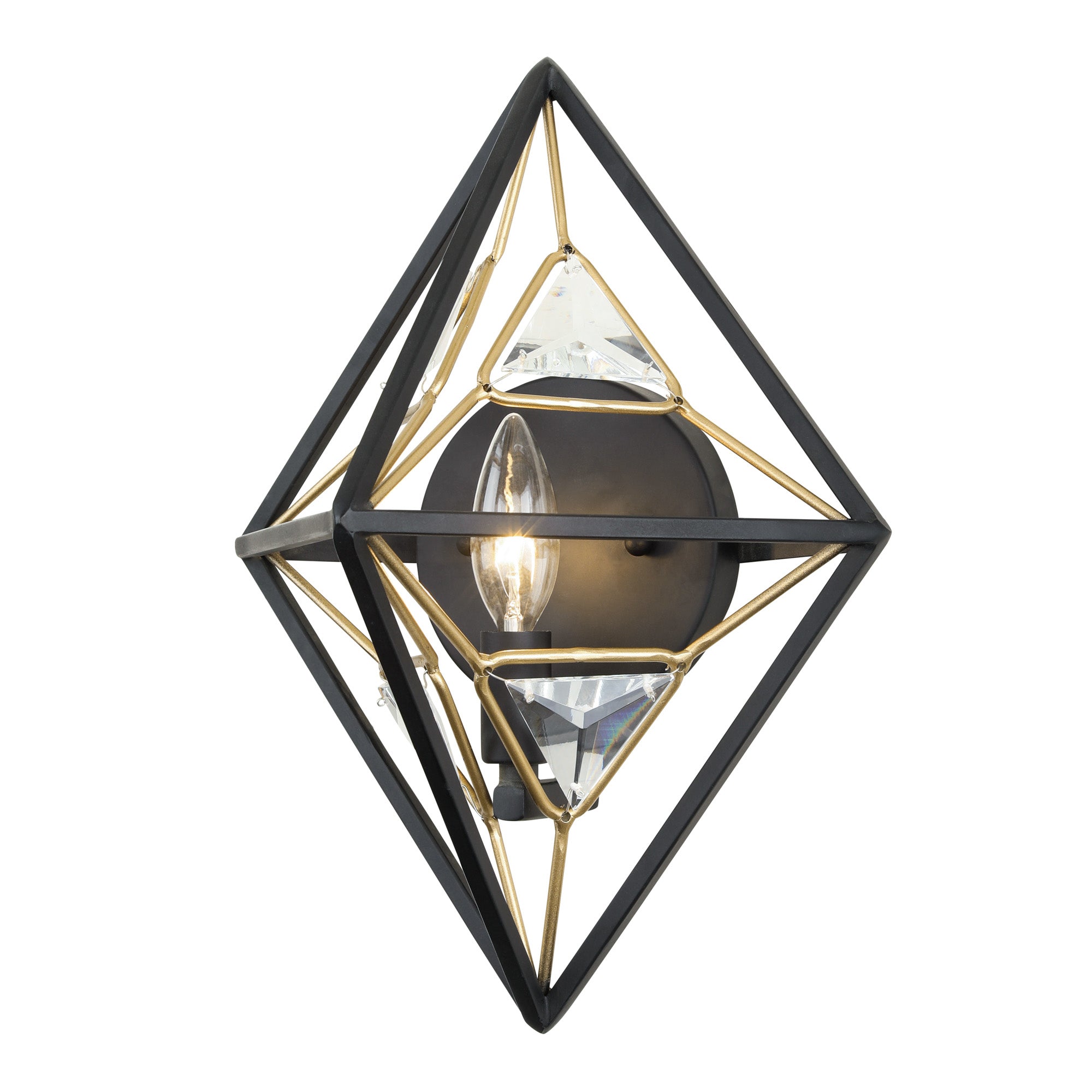 Marcia 1-Light Wall Sconce - Matte Black/French Gold