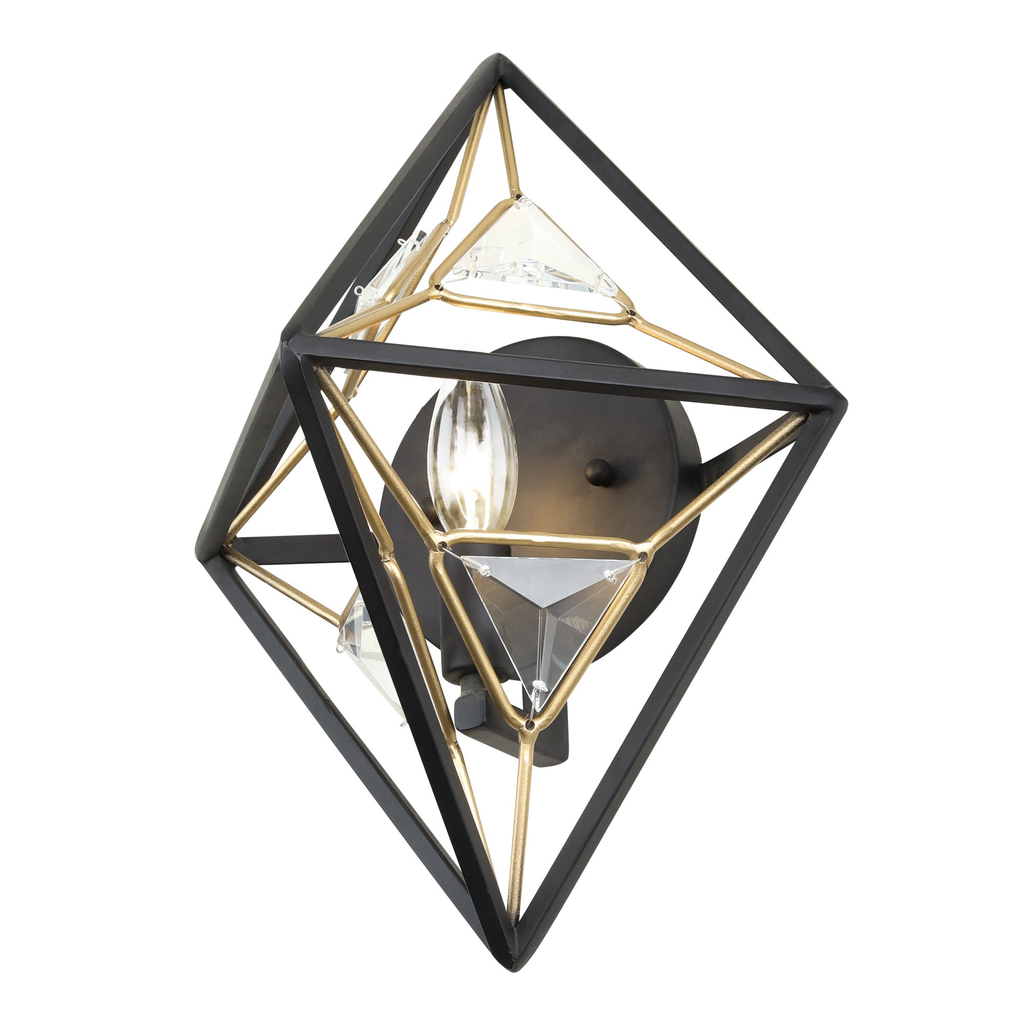 Marcia 1-Light Wall Sconce - Matte Black/French Gold