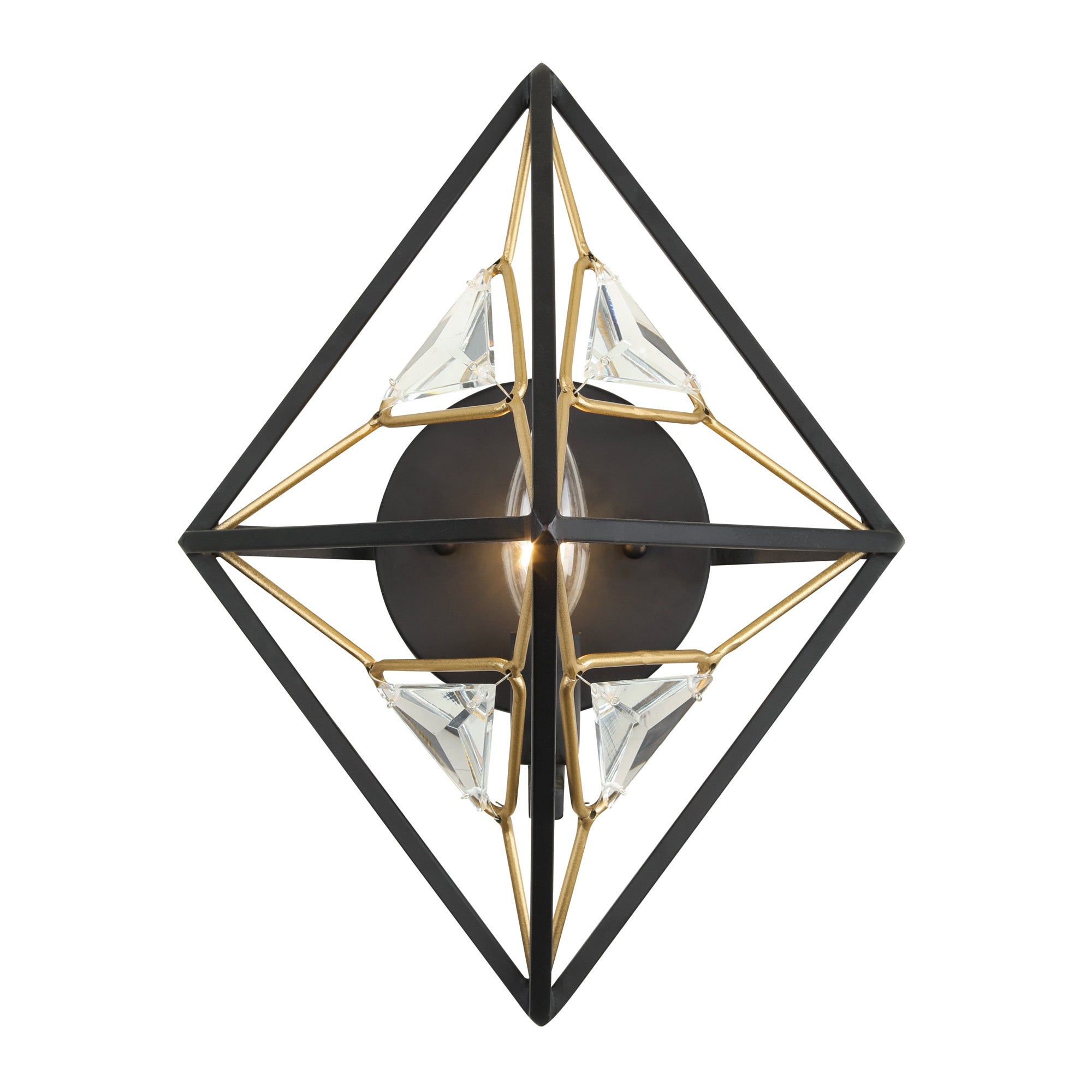 Marcia 1 Light Wall Sconce - Matte Black/French Gold