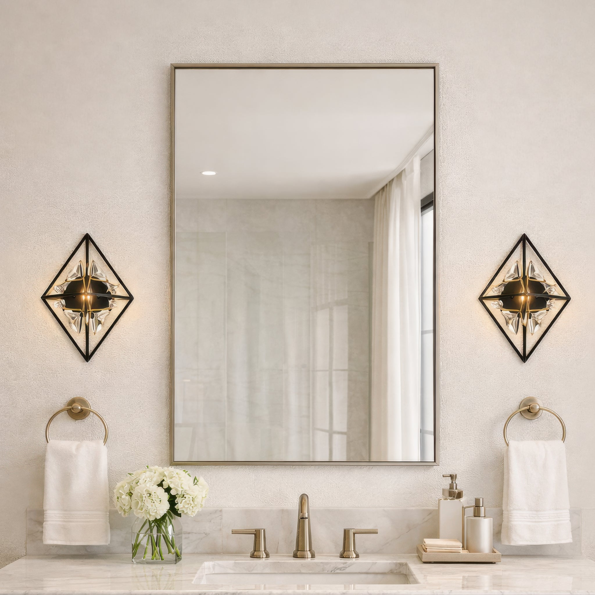 Marcia 1 Light Wall Sconce - Matte Black/French Gold