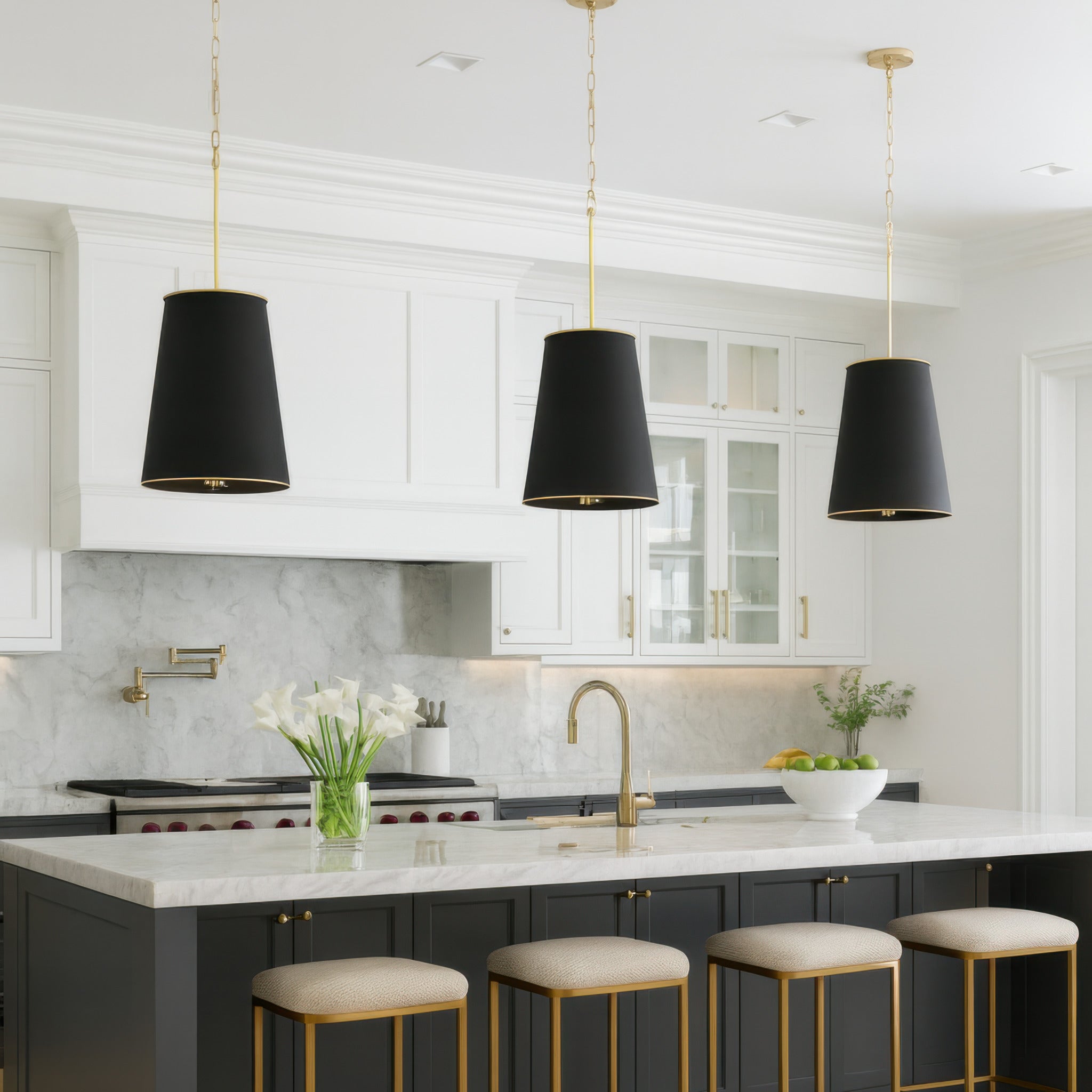 Coco 9 Light Foyer - Matte Black/French Gold