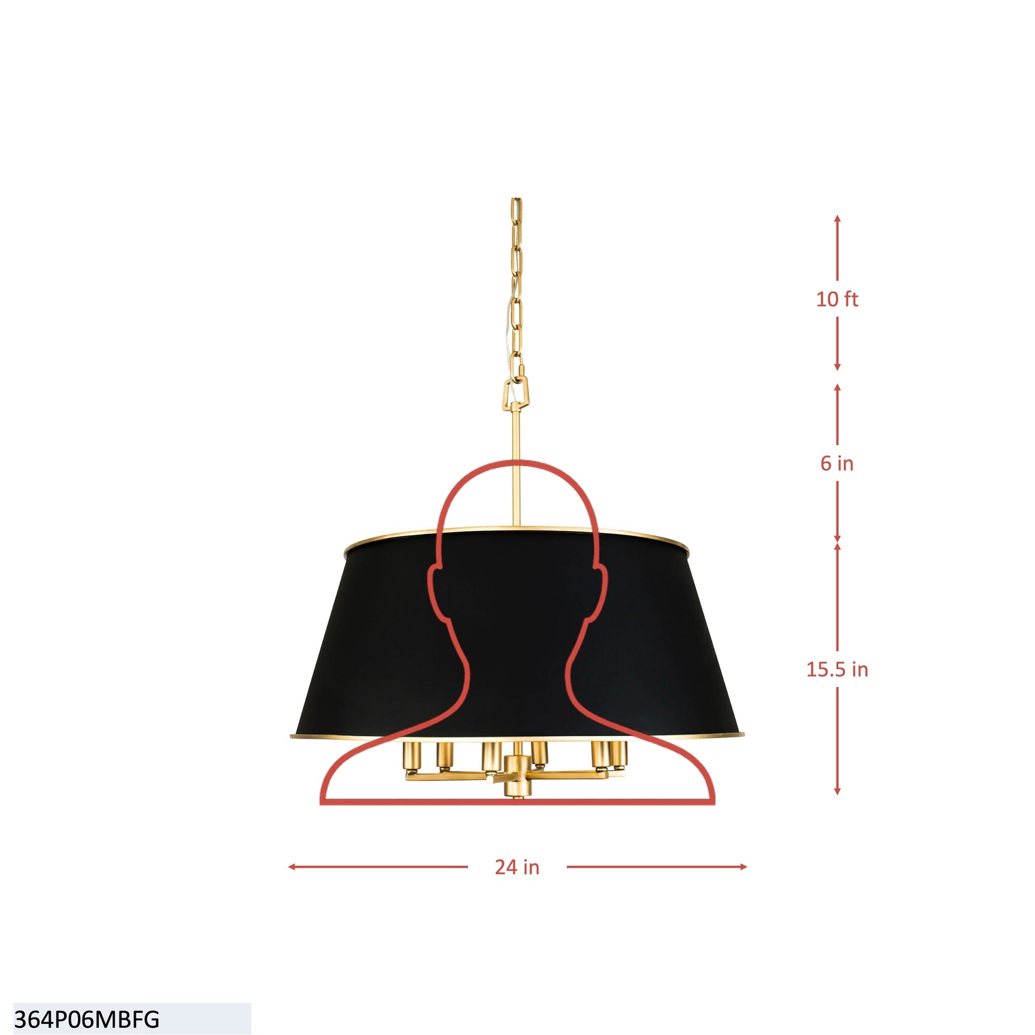 Coco 6 Light Pendant - Matte White/French Gold