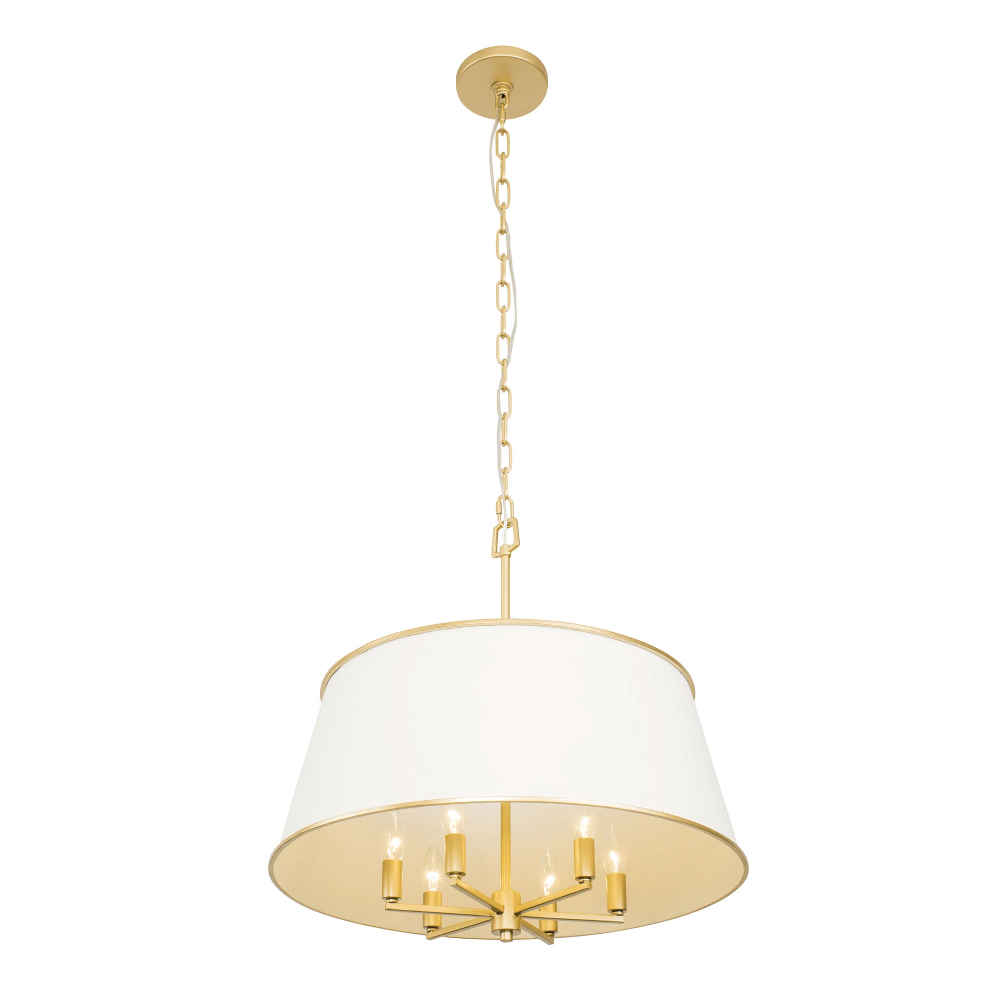 Coco 6 Light Pendant - Matte White/French Gold