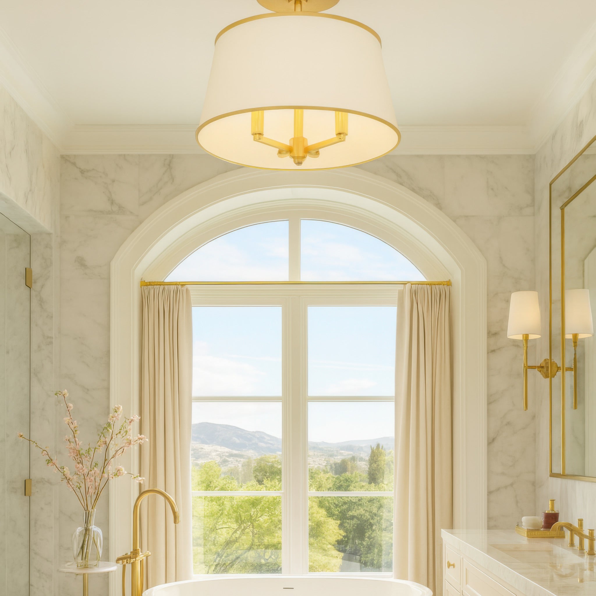 Coco 4 Light Semi-Flush - Matte White/French Gold