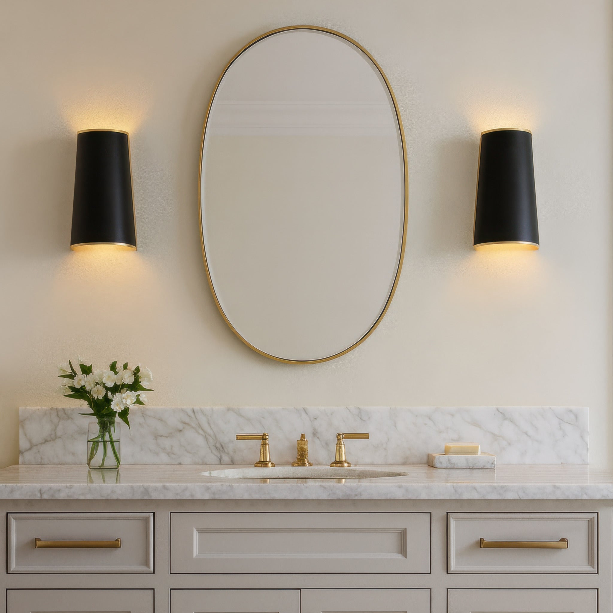 Coco 2 Light Sconce - Matte Black/French Gold