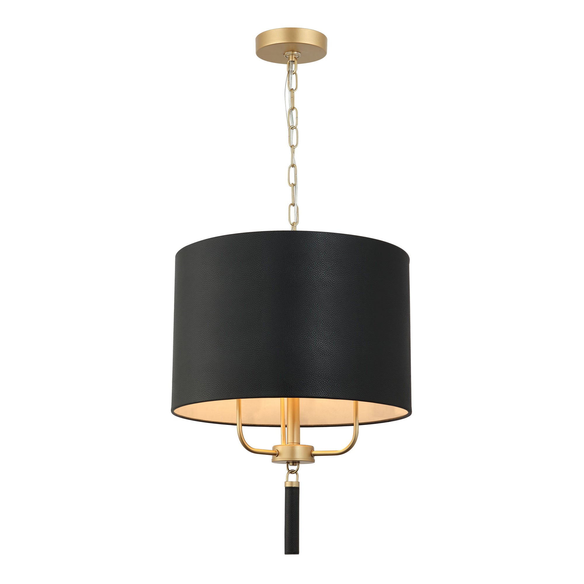 Secret Agent 3 Light Pendant - Painted Gold/Black Leather