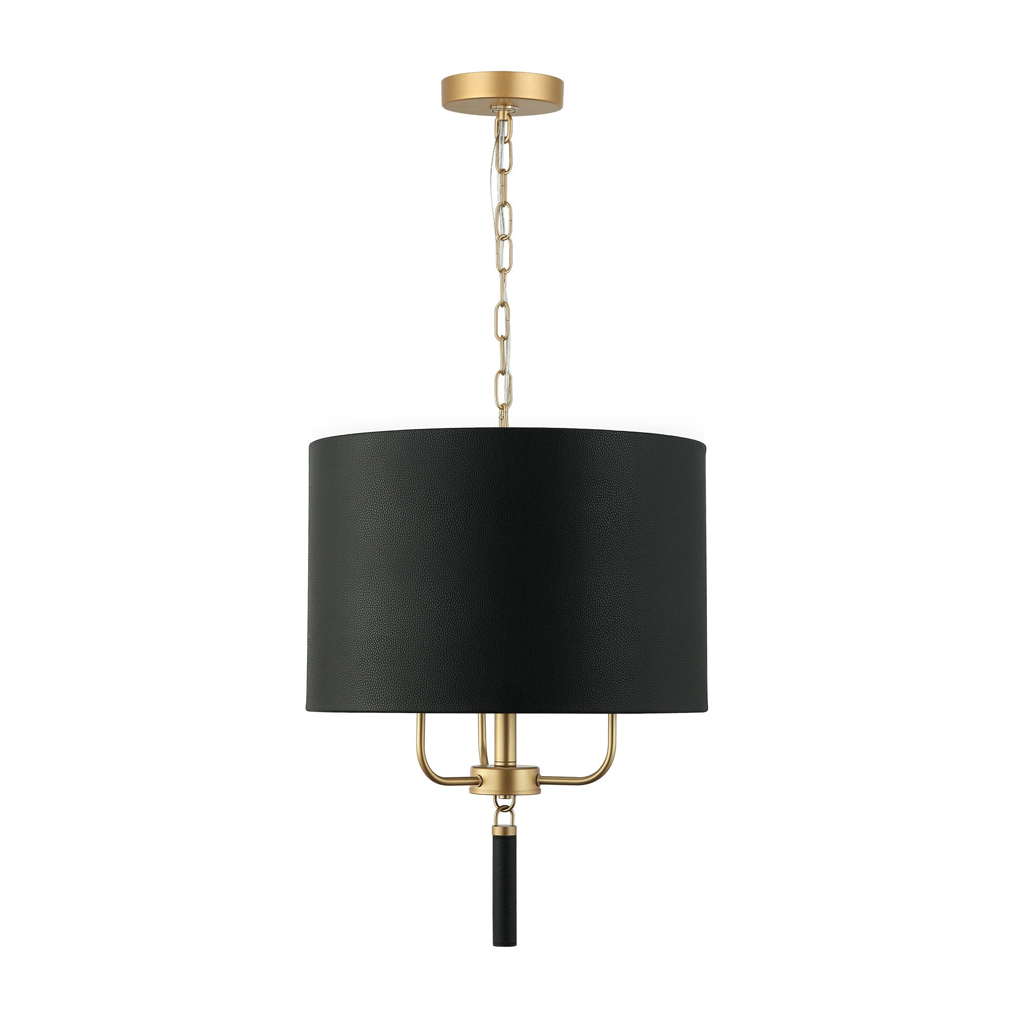 Secret Agent 3 Light Pendant - Painted Gold/Black Leather