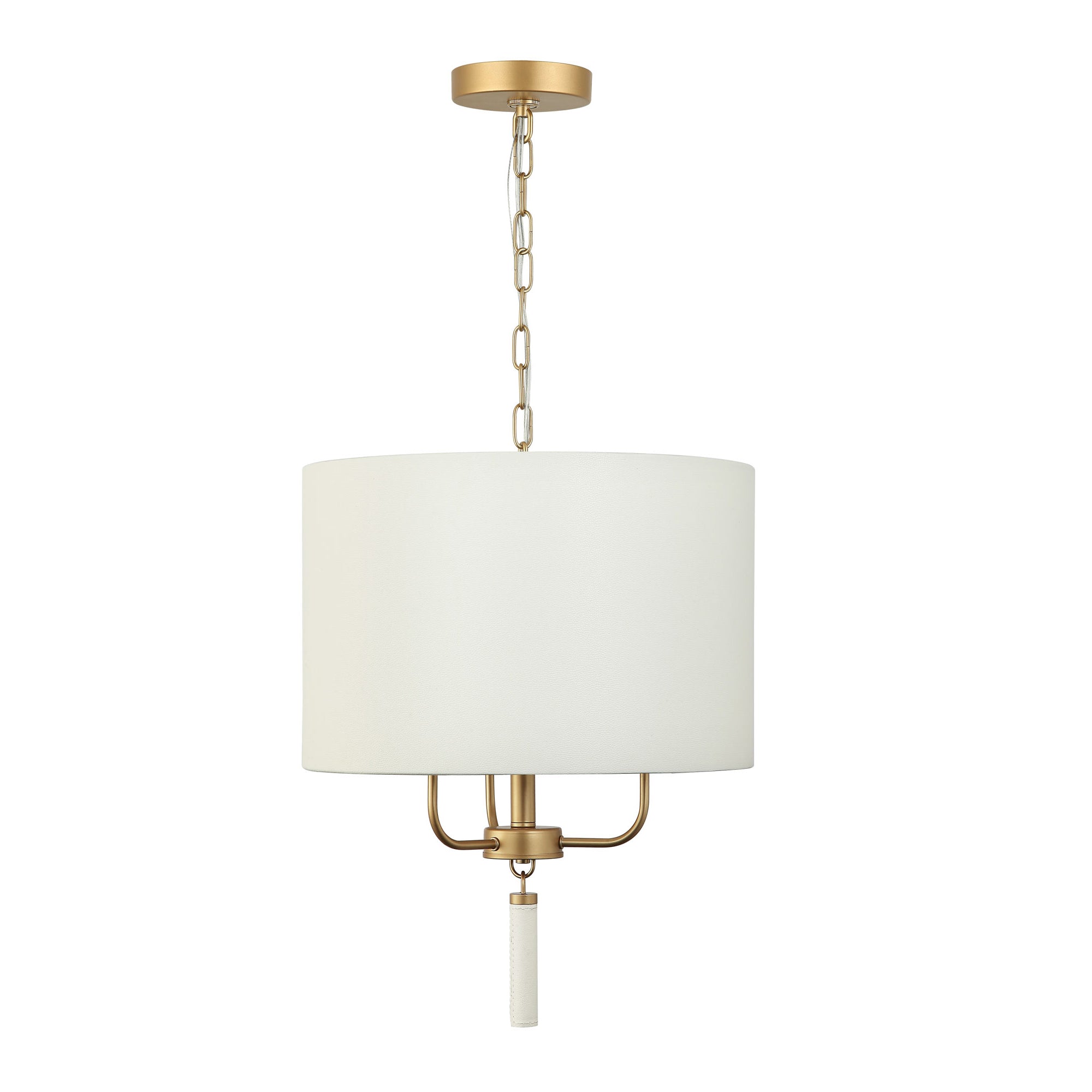 Secret Agent 3 Light Pendant - Painted Gold/White Leather