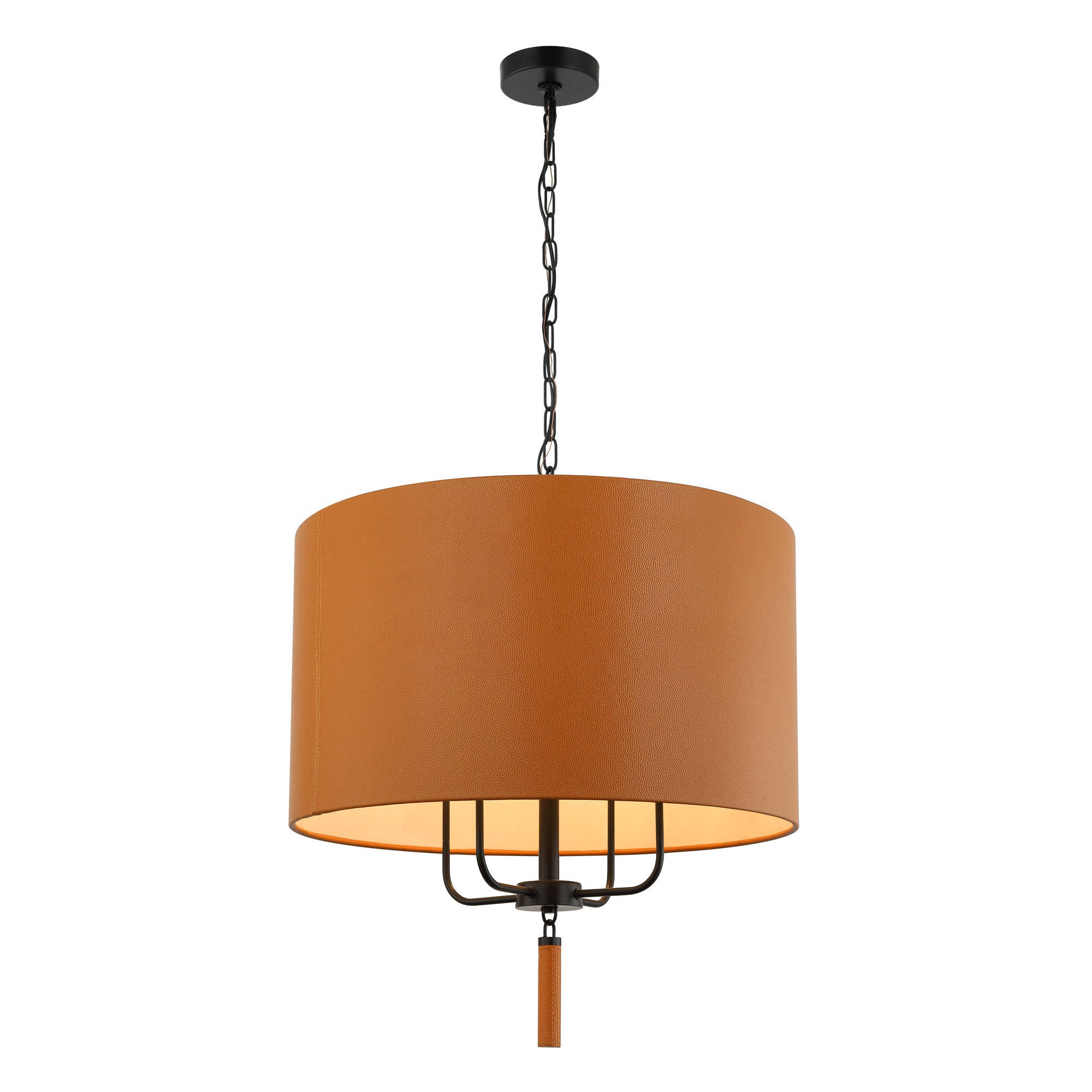 Secret Agent 4 Light Pendant - Black/Camel Leather
