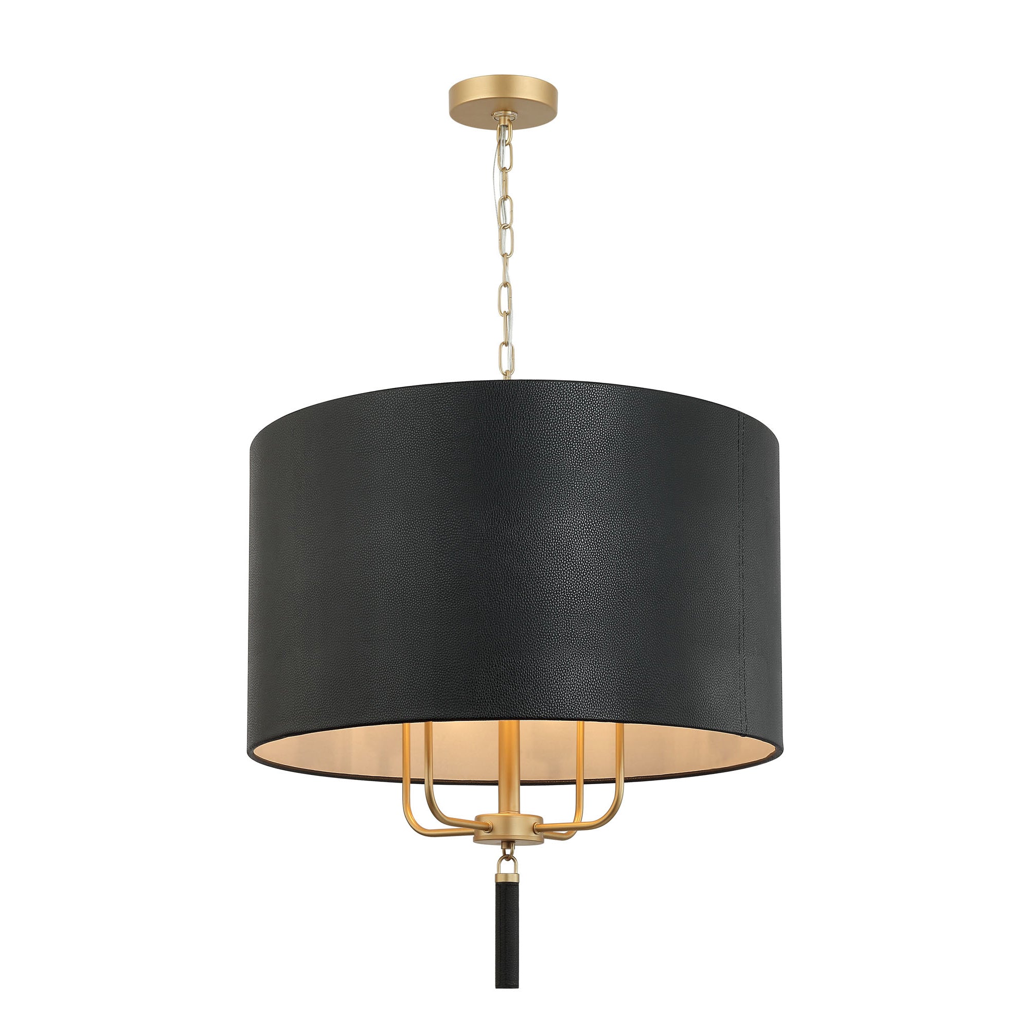 Secret Agent 4 Light Pendant - Painted Gold/Black Leather