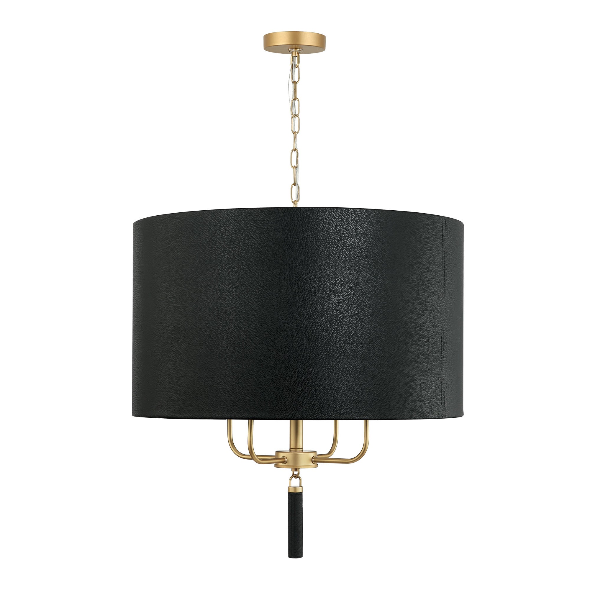 Secret Agent 4 Light Pendant - Painted Gold/Black Leather