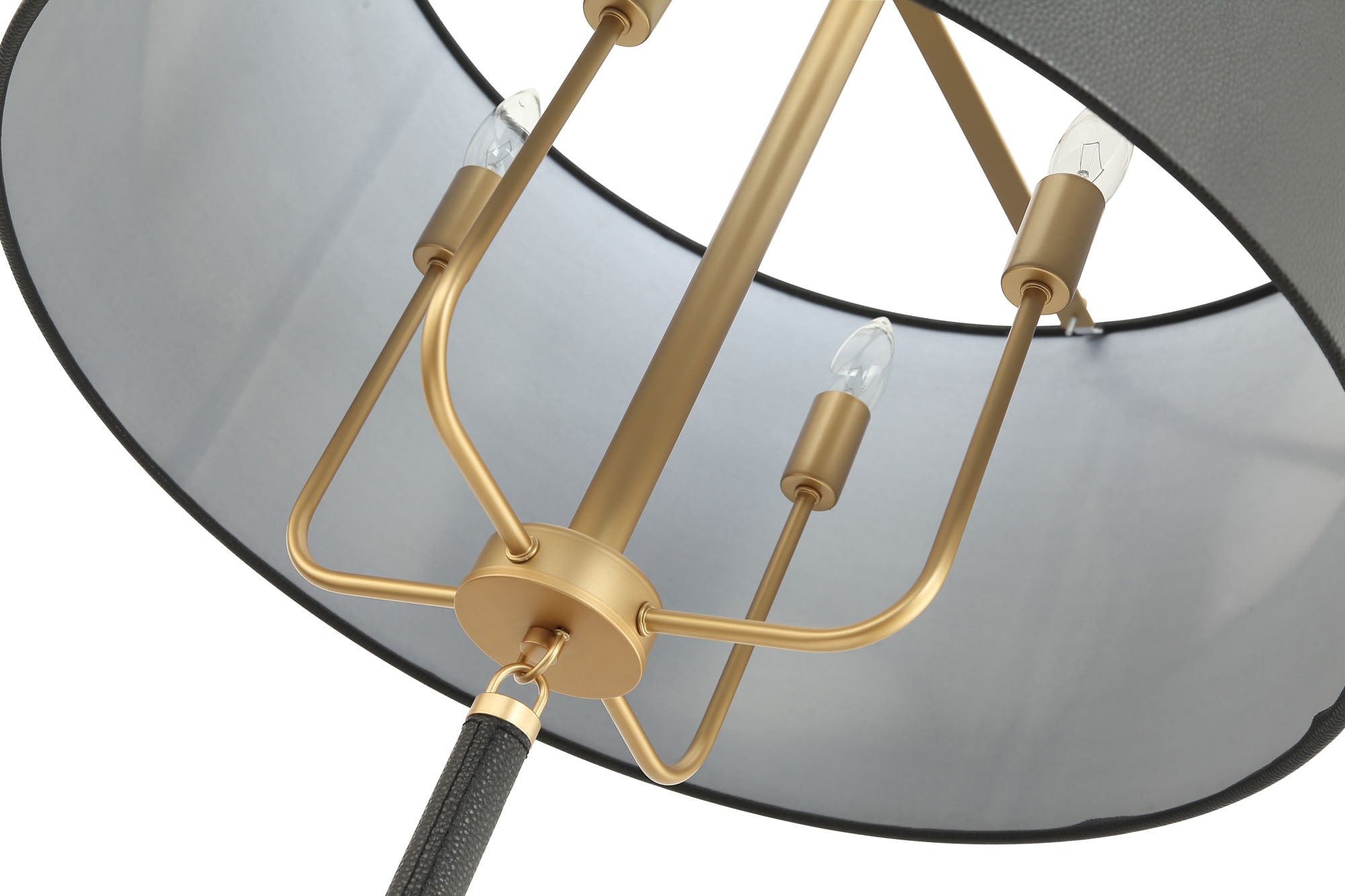 Secret Agent 4 Light Pendant - Painted Gold/Black Leather