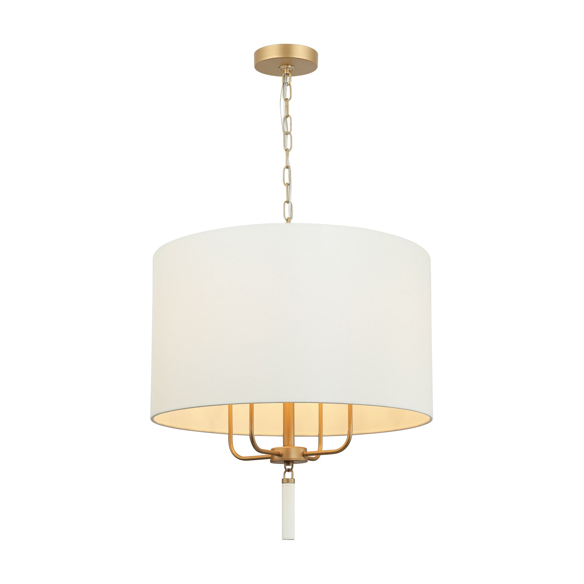 Secret Agent 4 Light Pendant - Painted Gold/White Leather