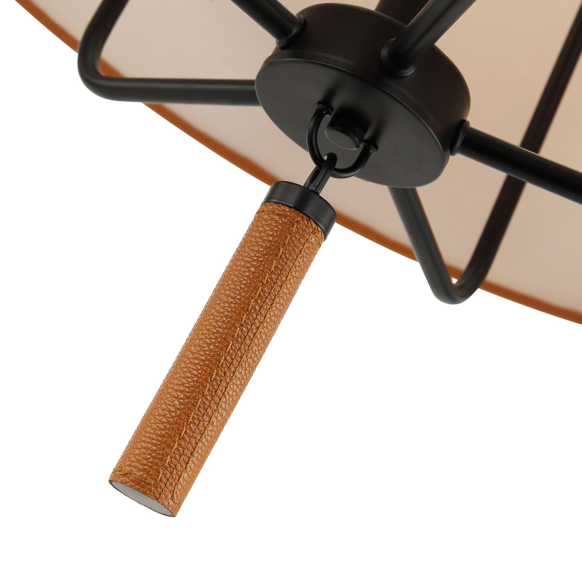Secret Agent 5 Light Pendant - Black/Camel Leather