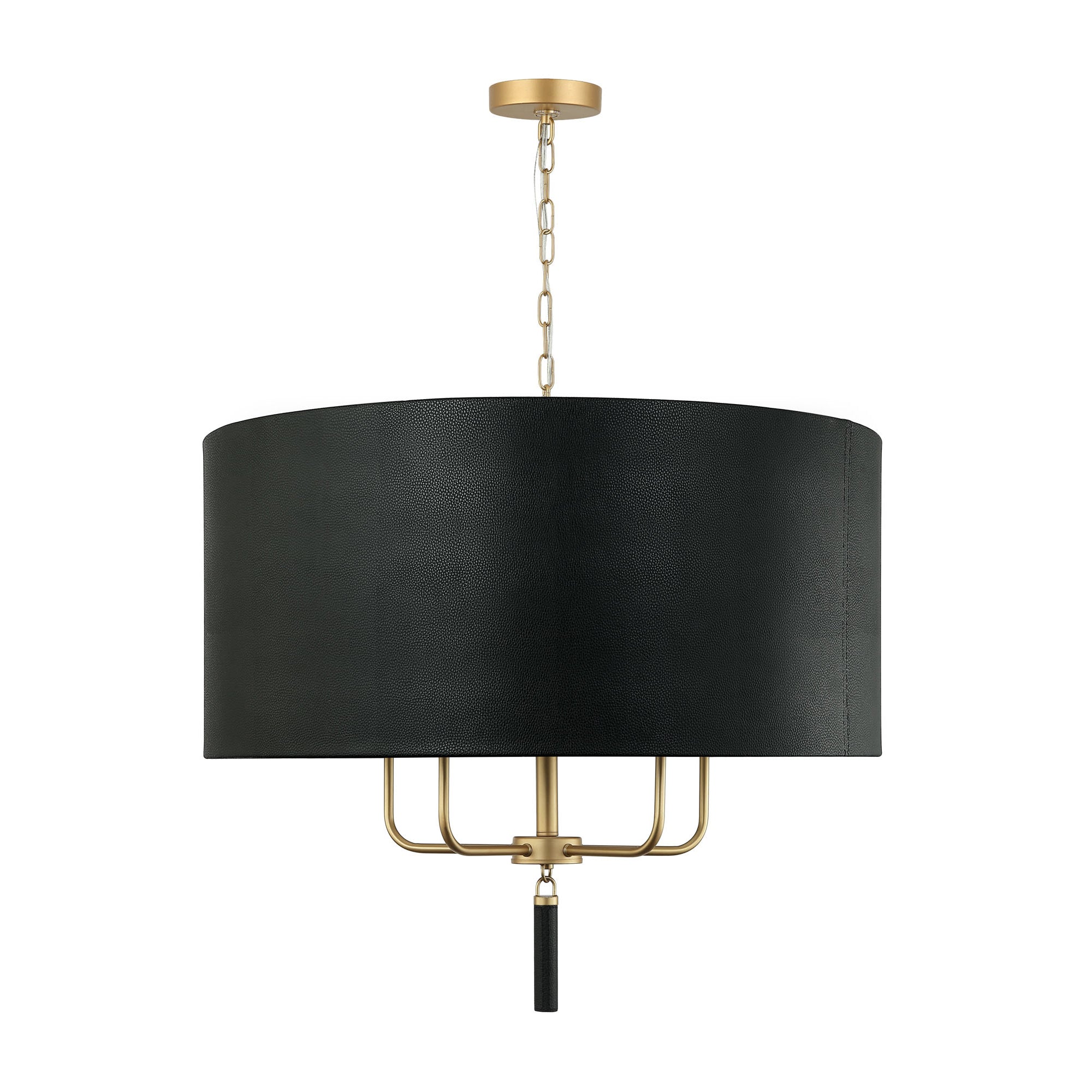 Secret Agent 5 Light Pendant - Painted Gold/Black Leather