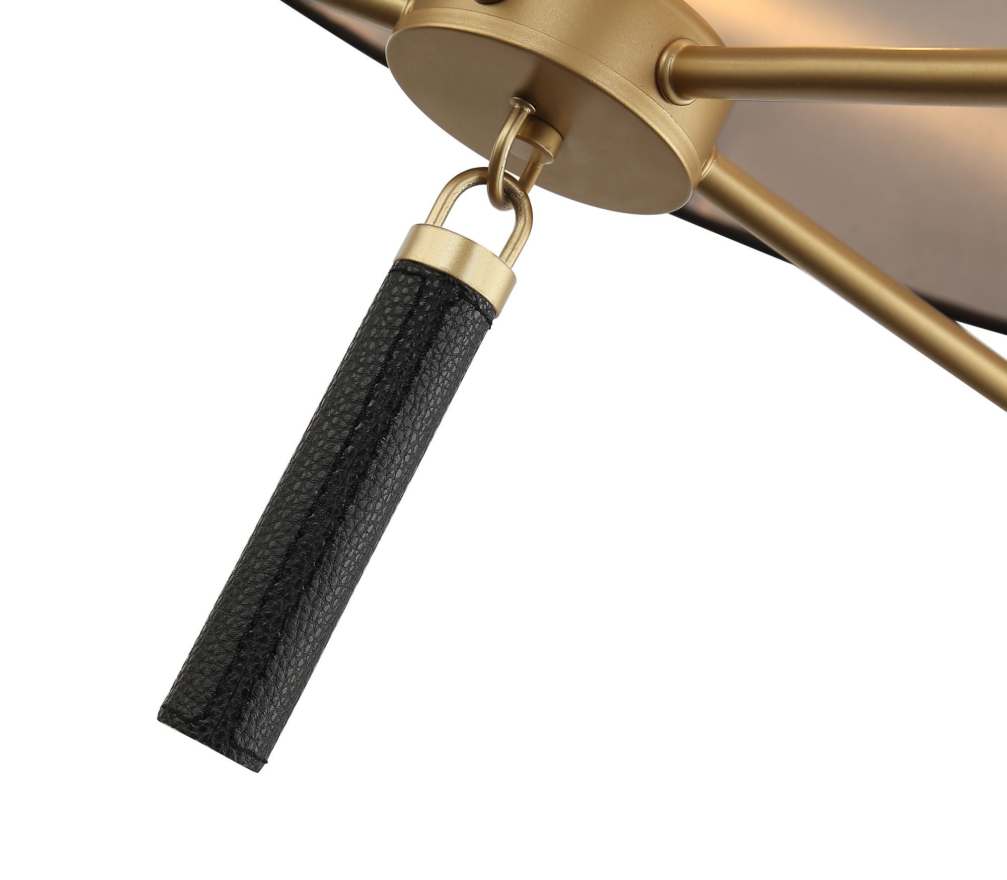 Secret Agent 5 Light Pendant - Painted Gold/Black Leather
