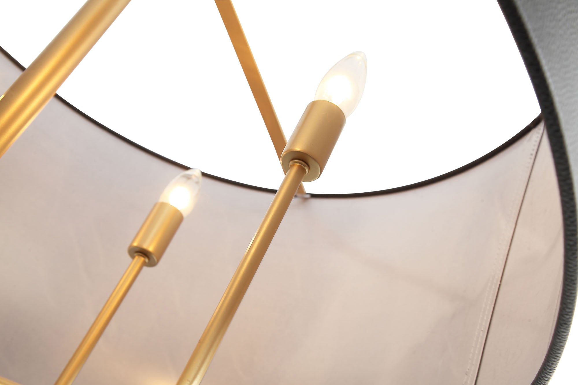 Secret Agent 5 Light Pendant - Painted Gold/Black Leather