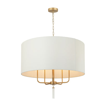 Secret Agent 5 Light Pendant - Painted Gold/White Leather