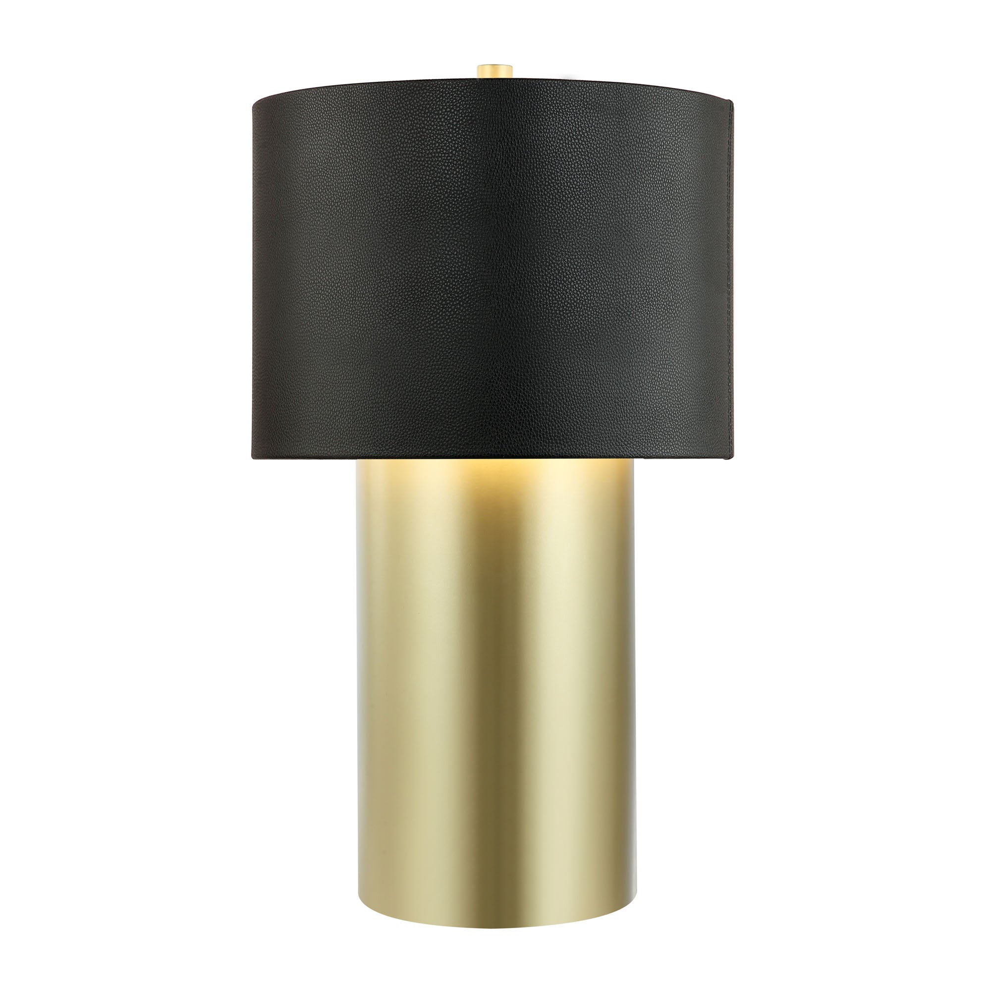 Secret Agent 1 Light Table Lamp - Painted Gold/Black Leather