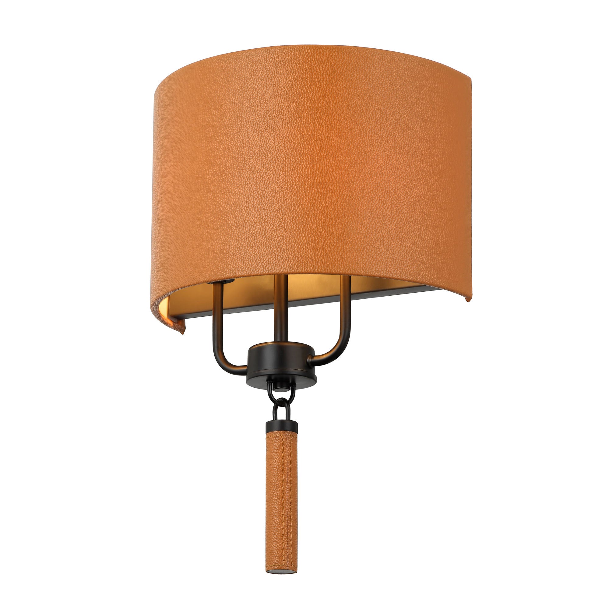Secret Agent 2 Light Sconce - Black/Camel Leather
