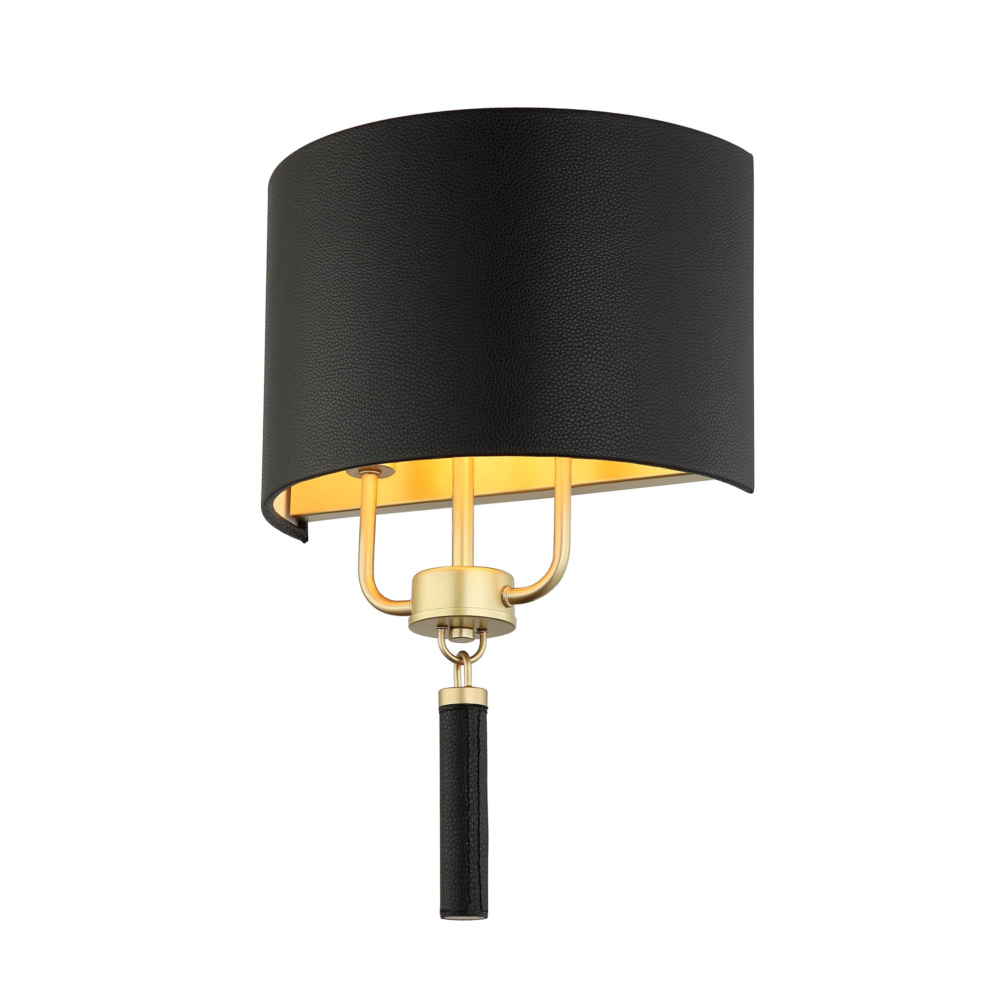 Secret Agent 2 Light Sconce - Painted Gold/Black Leather