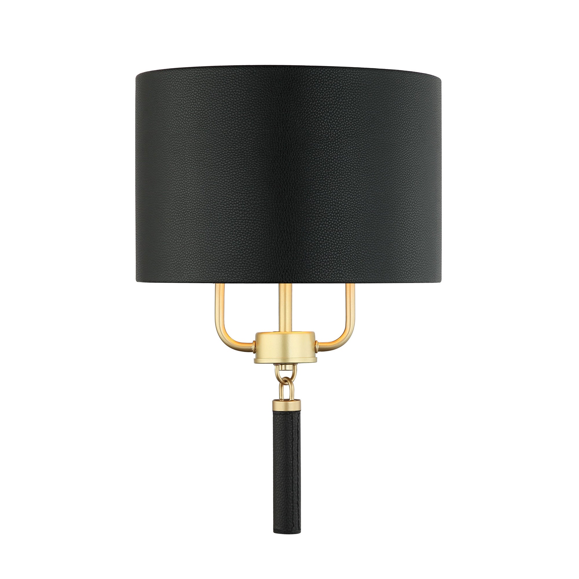 Secret Agent 2 Light Sconce - Painted Gold/Black Leather