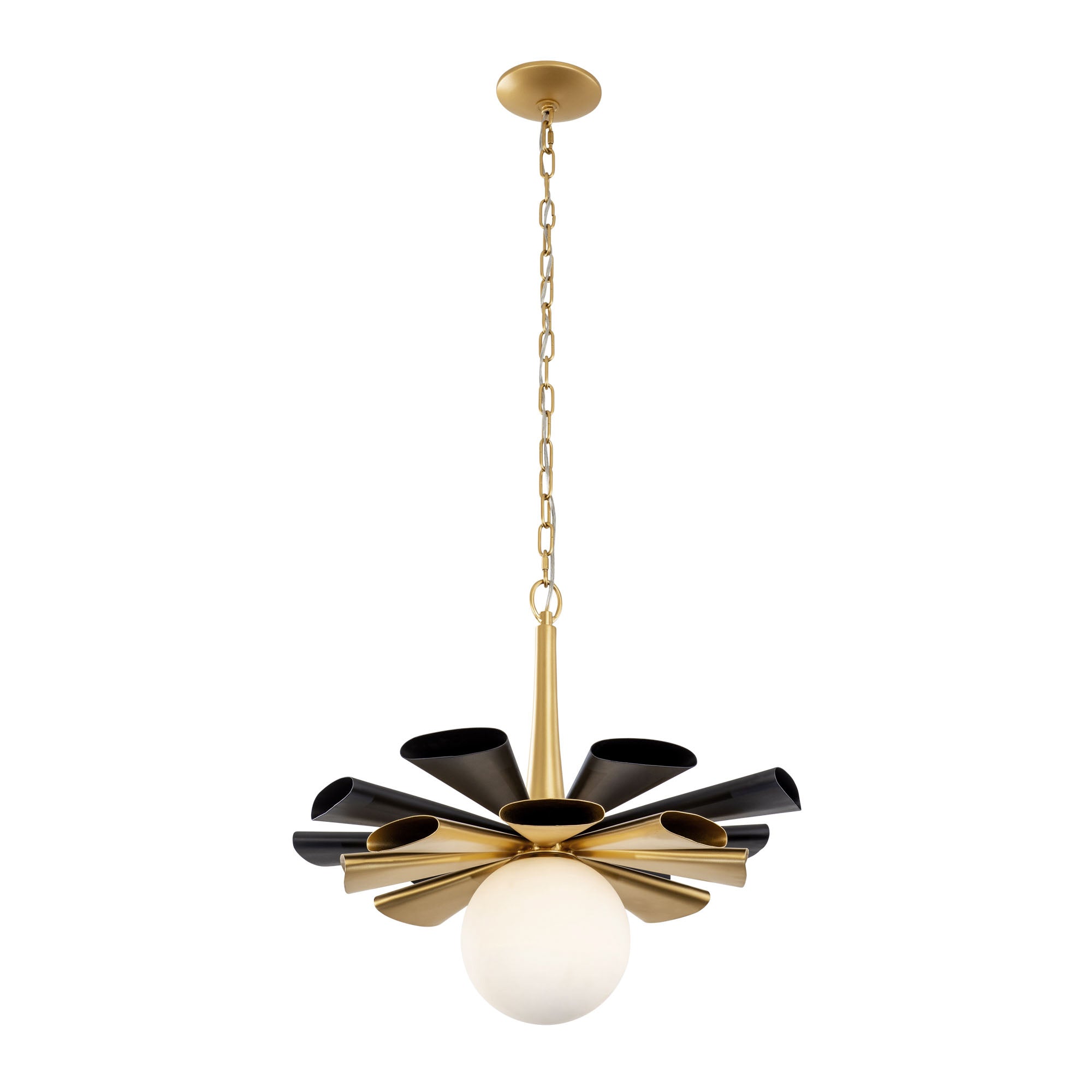 Daphne 1 Light Large Pendant - Matte Black/French Gold
