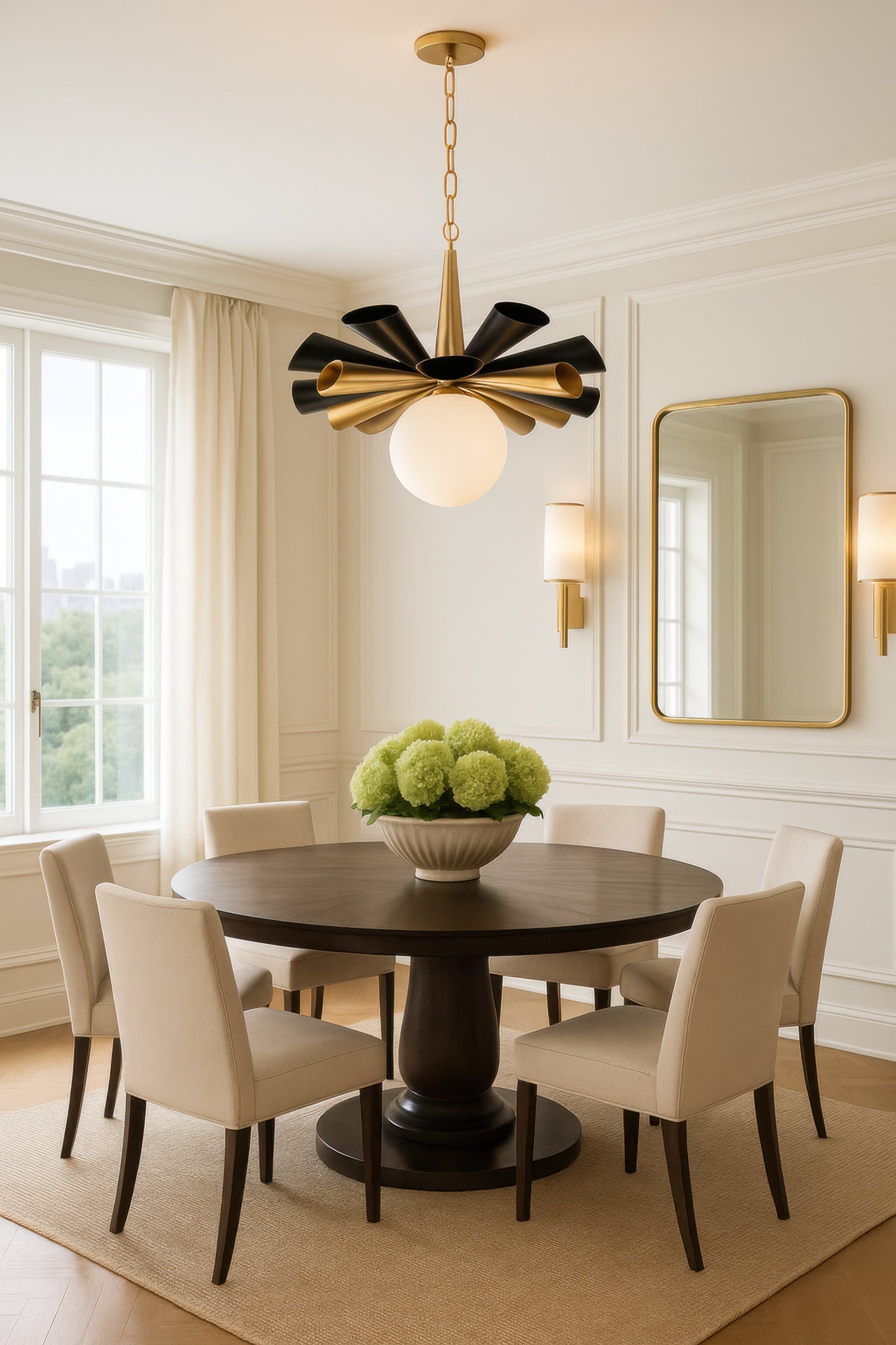 Daphne 1 Light Large Pendant - Matte Black/French Gold