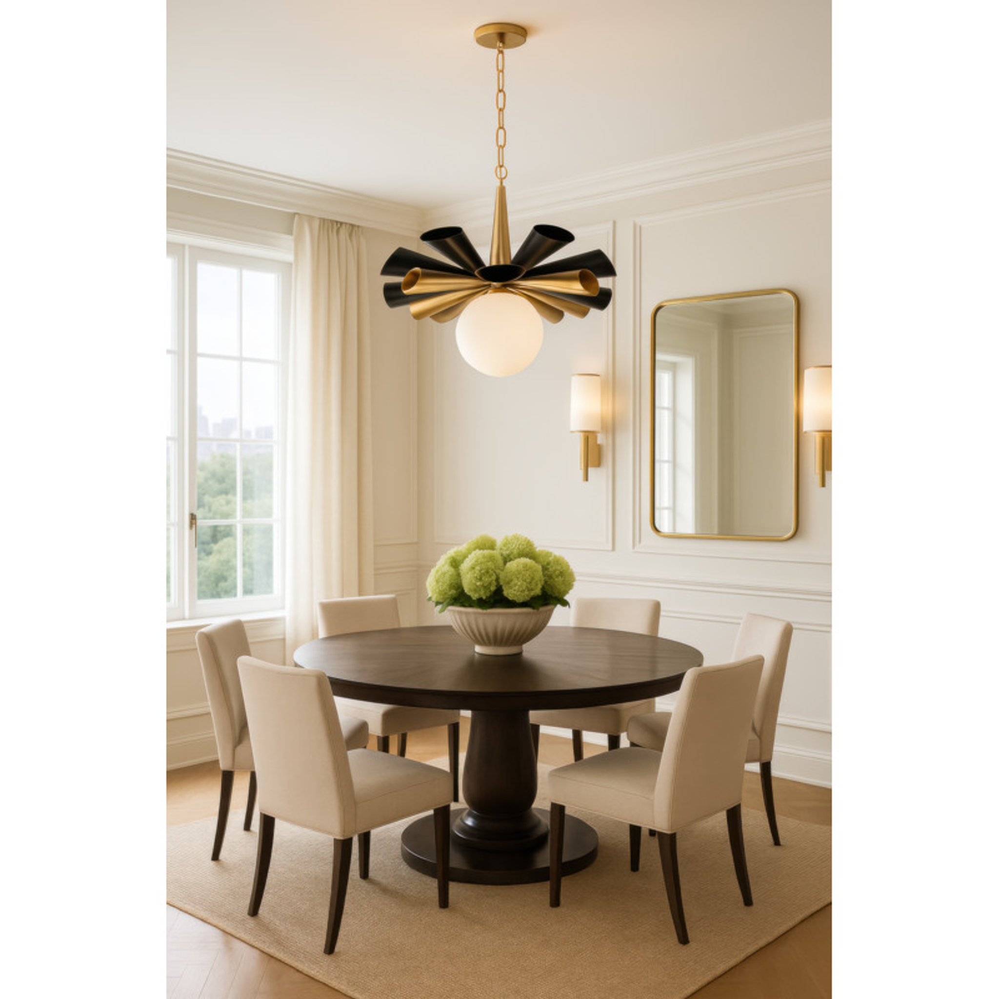 Daphne 1-Light Large Pendant - Matte Black/French Gold