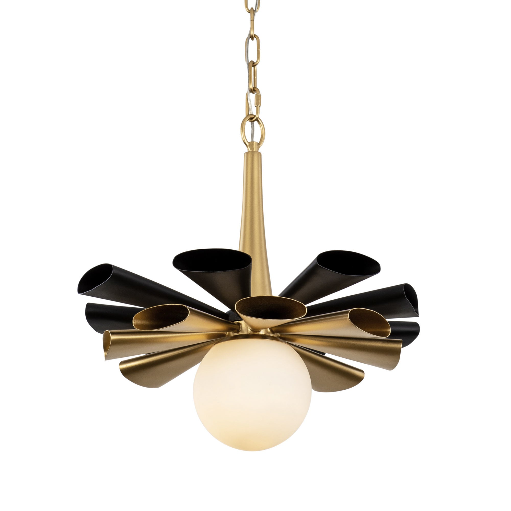 Daphne 1 Light Medium Pendant - Matte Black/French Gold