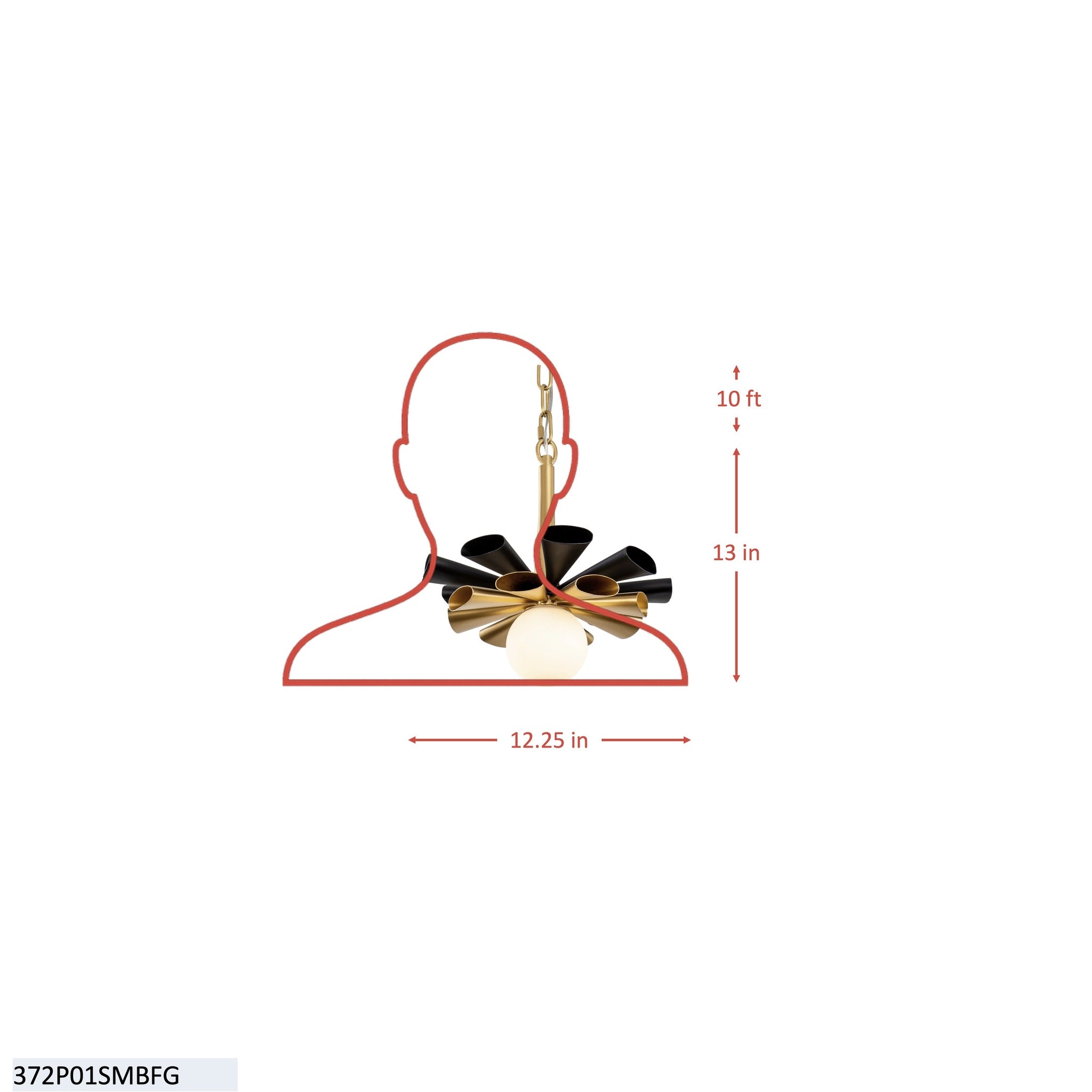 Daphne 1 Light Small Pendant - Matte Black/French Gold